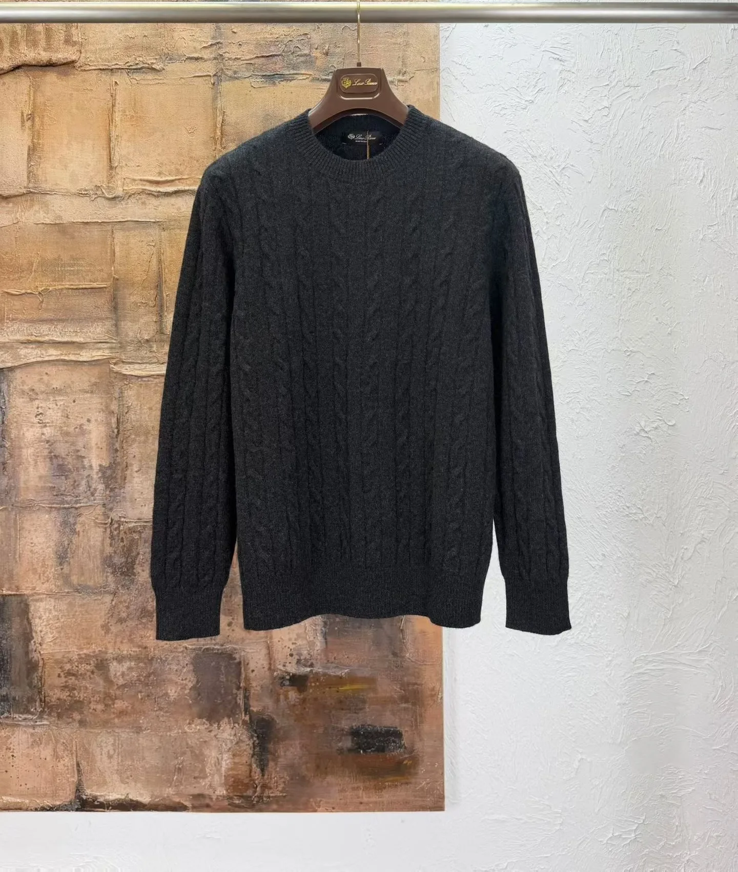 LP Cedar Cable-Knit Wool Sweater (Black)