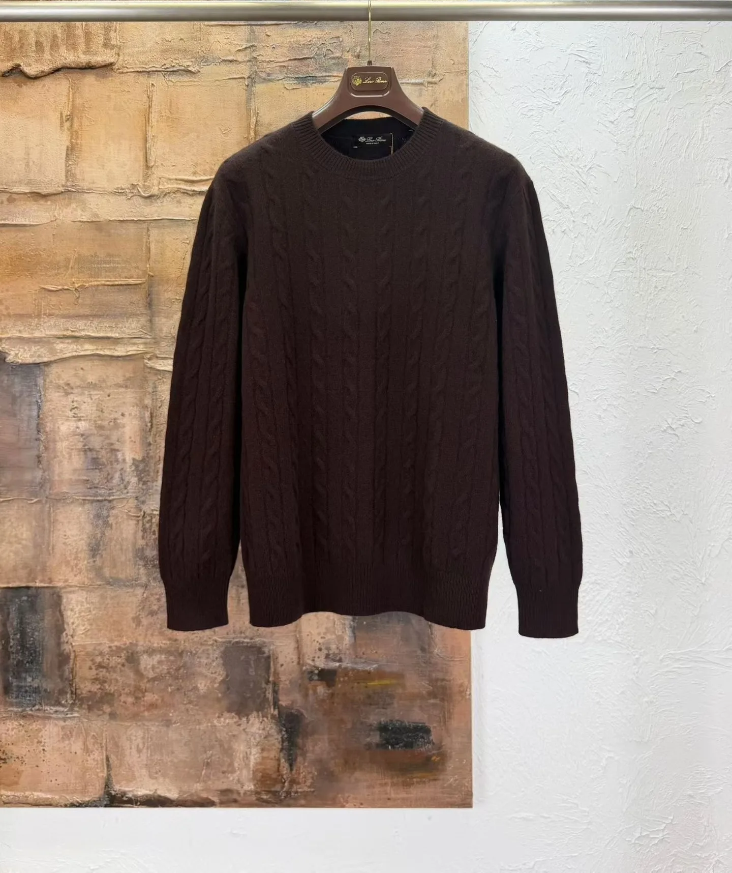 LP Cedar Cable-Knit Wool Sweater (Brown)
