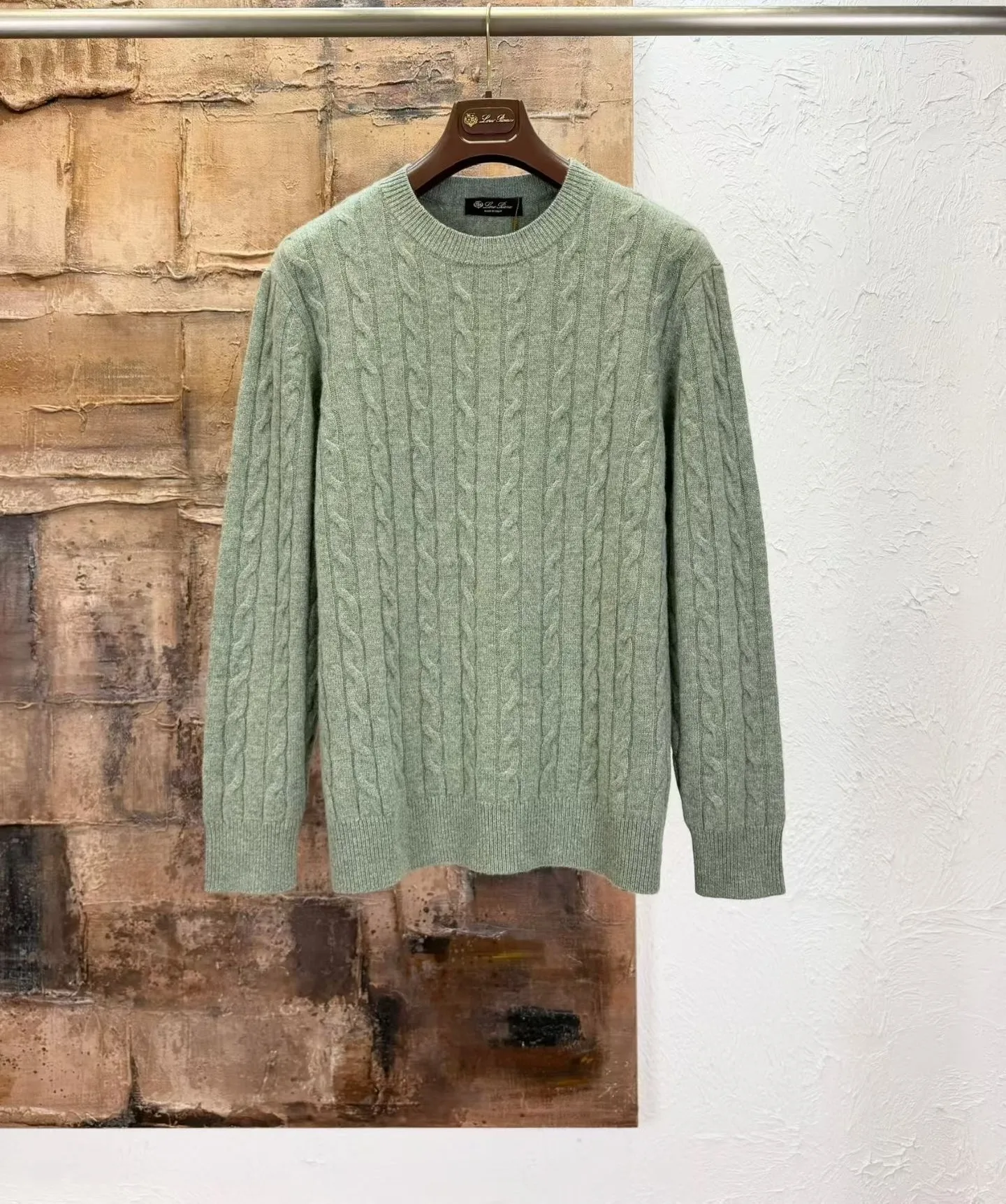 LP Cedar Cable-Knit Wool Sweater (Green)