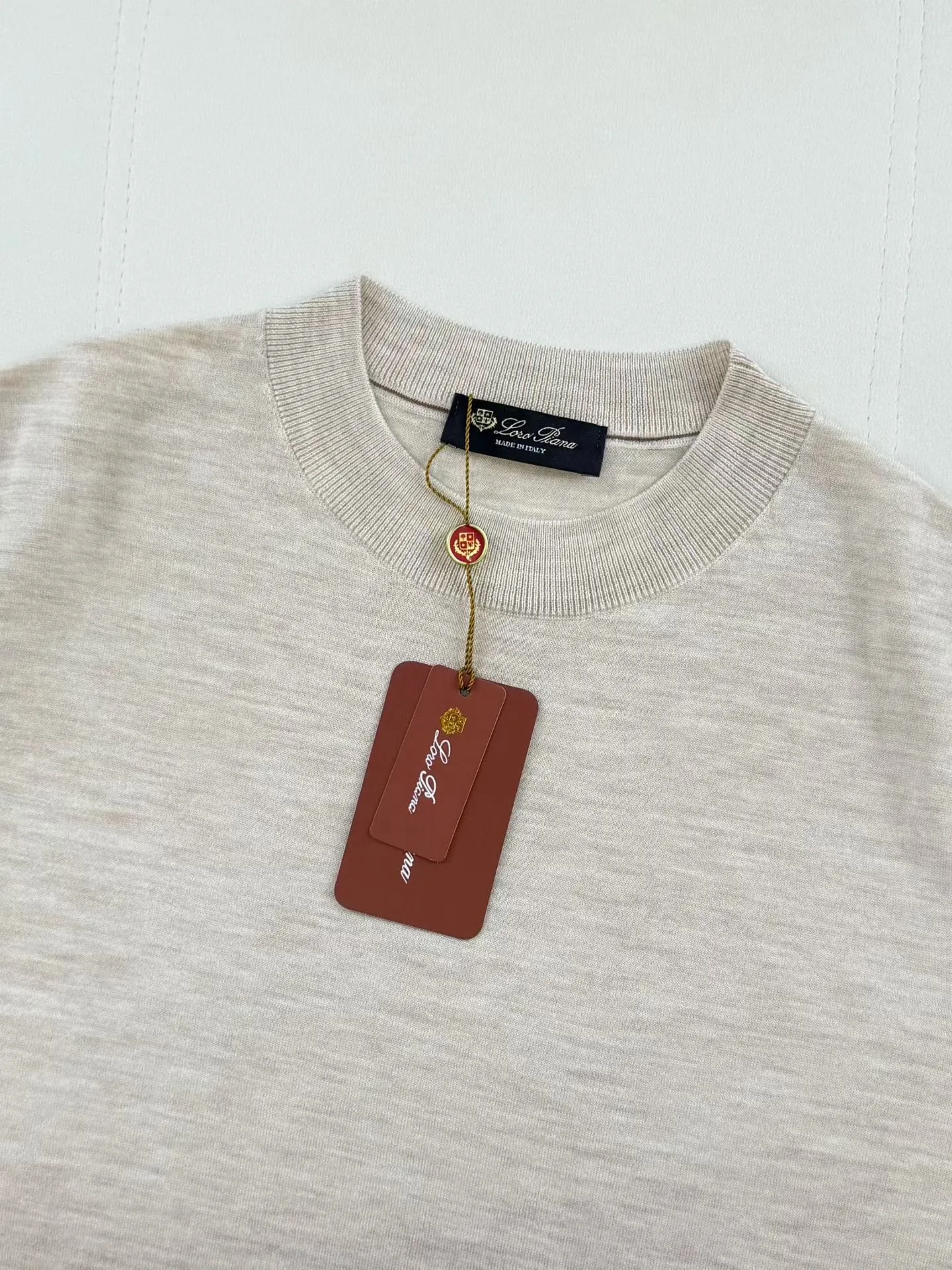 LP Crewneck Slim Fit Knit Sweater (Beige) — ビュー 7