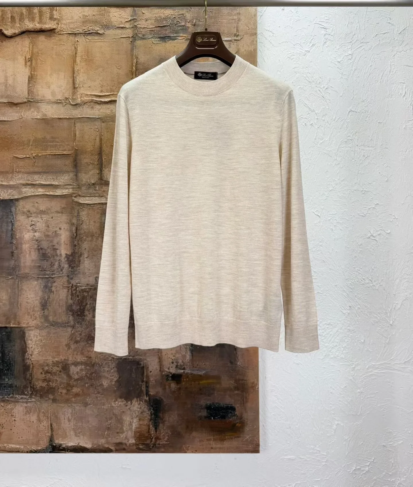 LP Crewneck Slim Fit Knit Sweater (Beige)