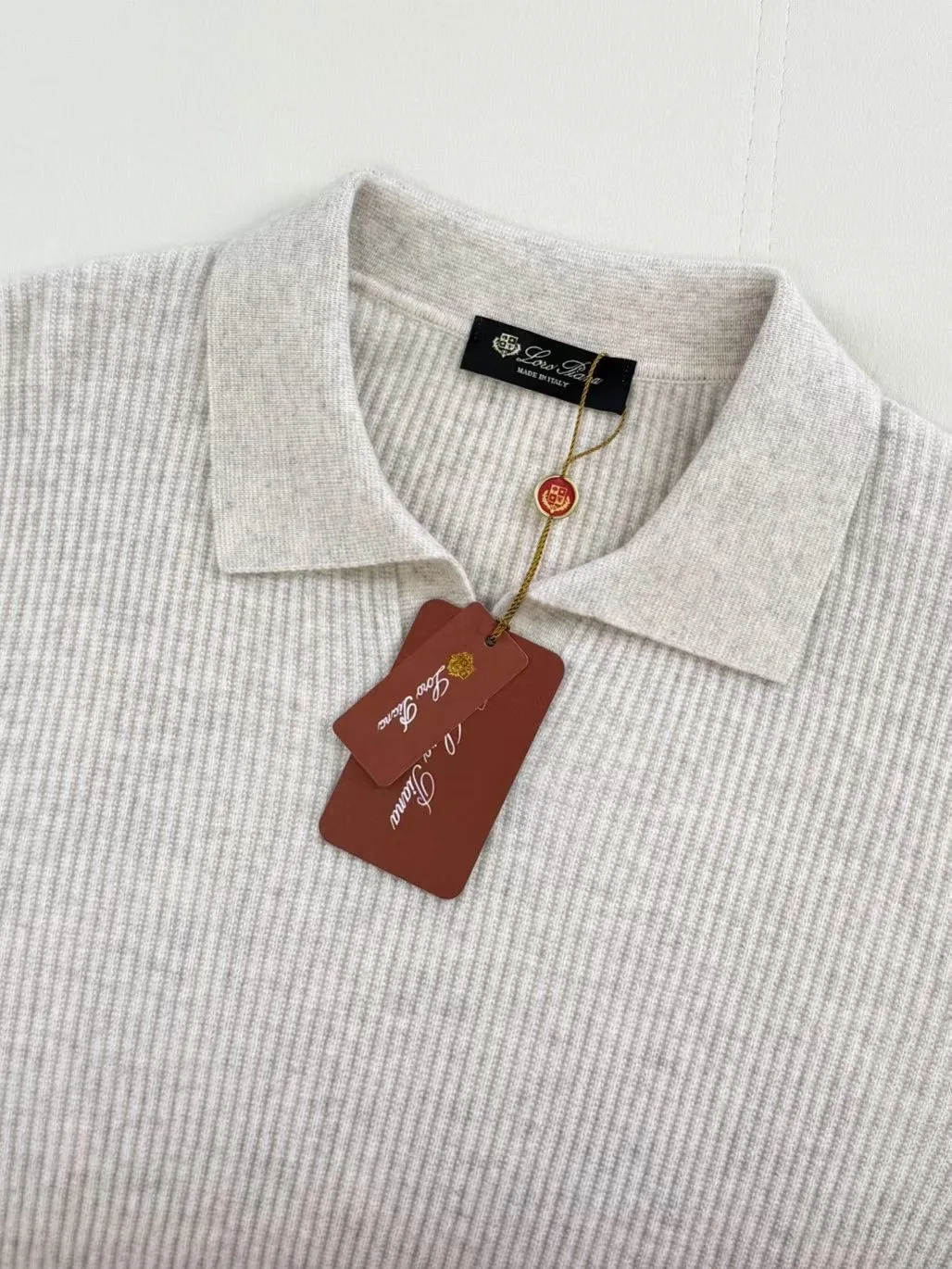 LP Ribbed Knit Polo Sweater (Beige) — view 6