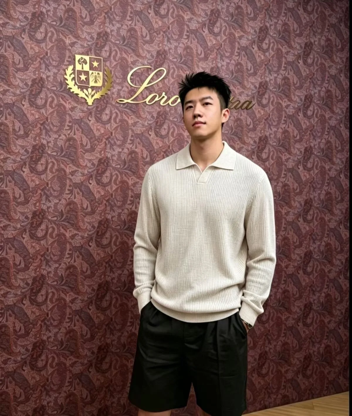 LP Ribbed Knit Polo Sweater (Beige) — view 8