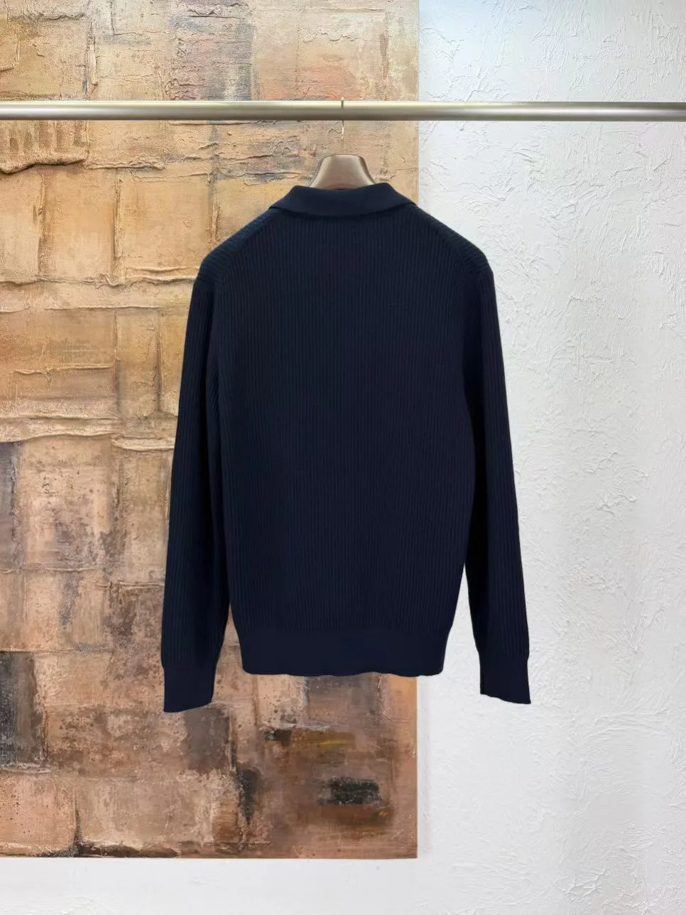 LP Ribbed Knit Polo Sweater (Black) — ビュー 2