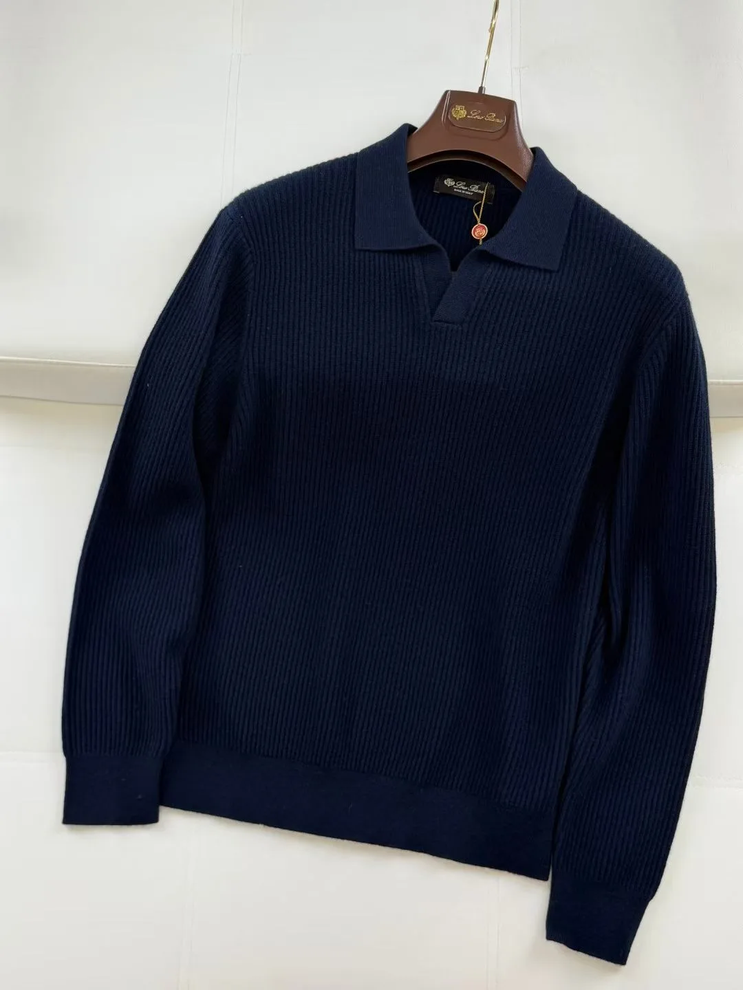 LP Ribbed Knit Polo Sweater (Black) — ビュー 3