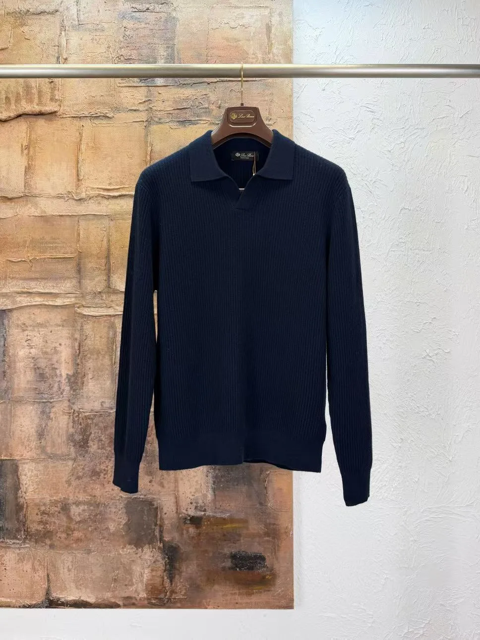 LP Ribbed Knit Polo Sweater (Black)