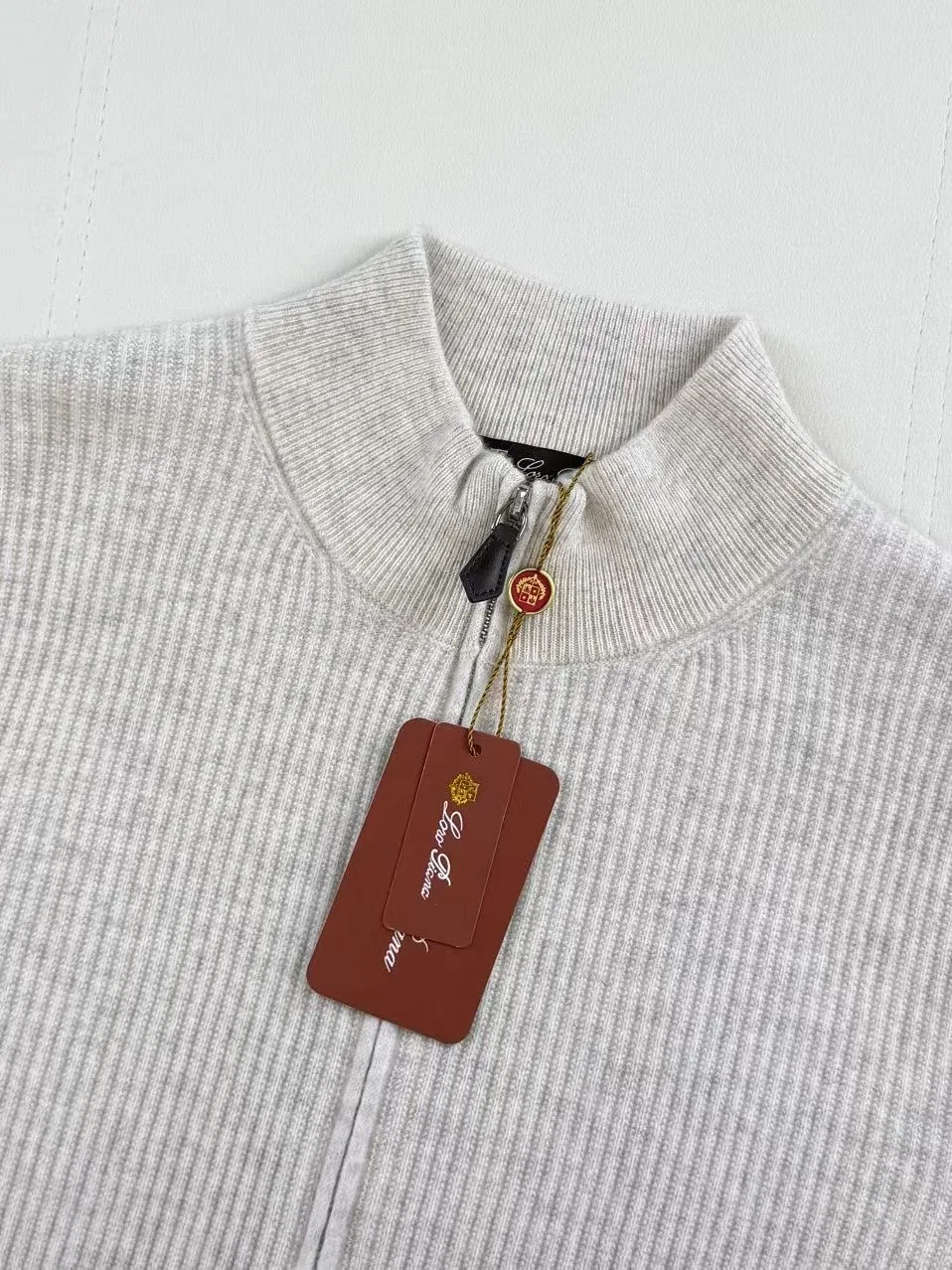 LP Ribbed-knit Wool Zip Up Sweater (Beige) — ビュー 5