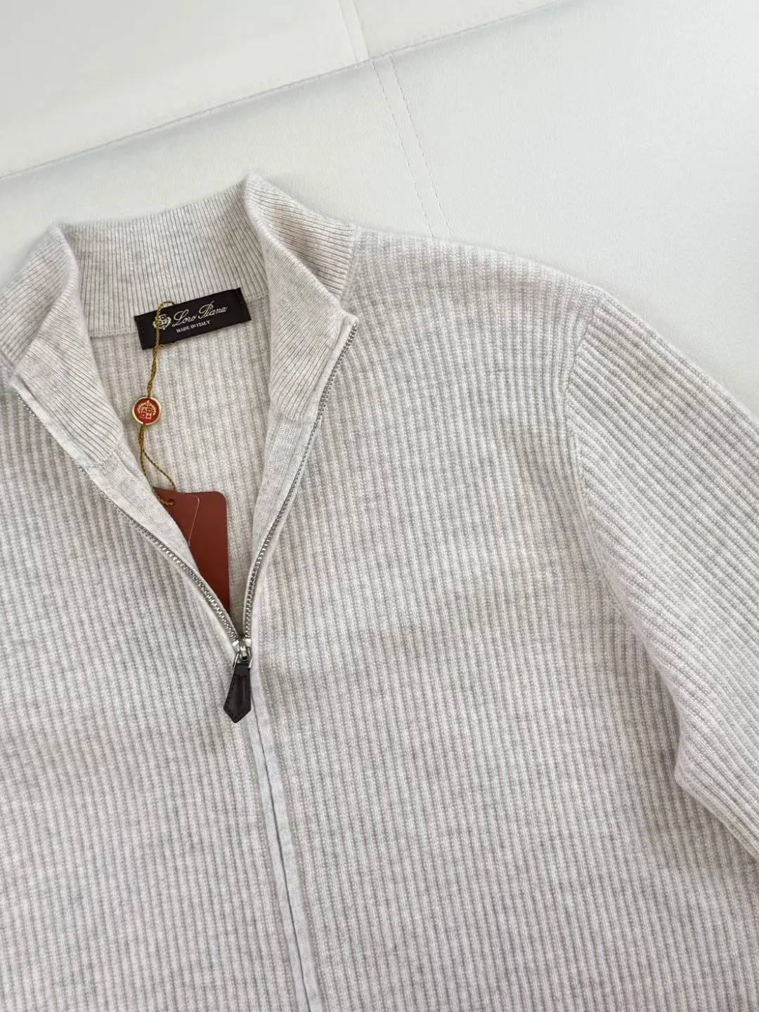 LP Ribbed-knit Wool Zip Up Sweater (Beige) — ビュー 6