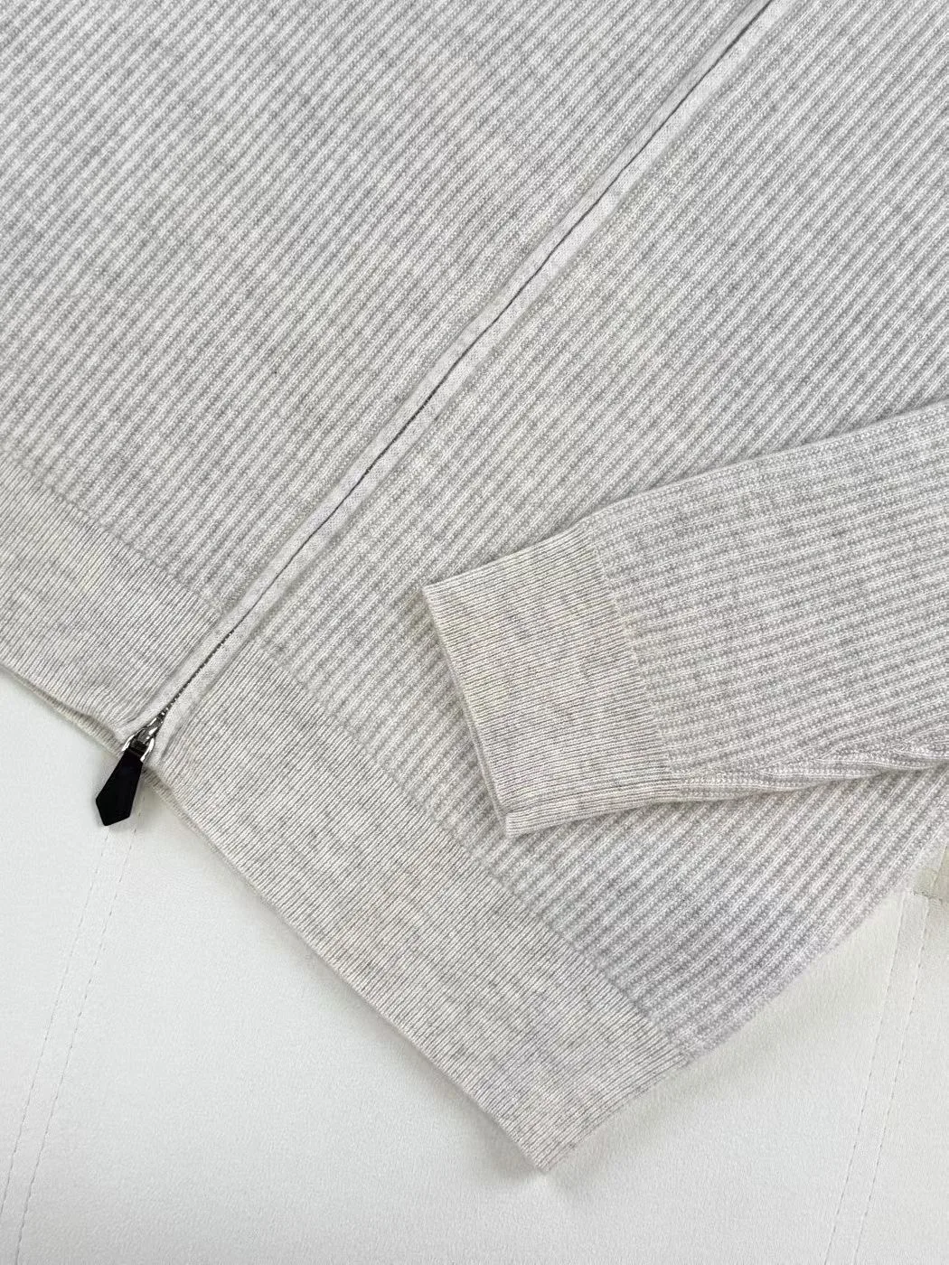 LP Ribbed-knit Wool Zip Up Sweater (Beige) — ビュー 7