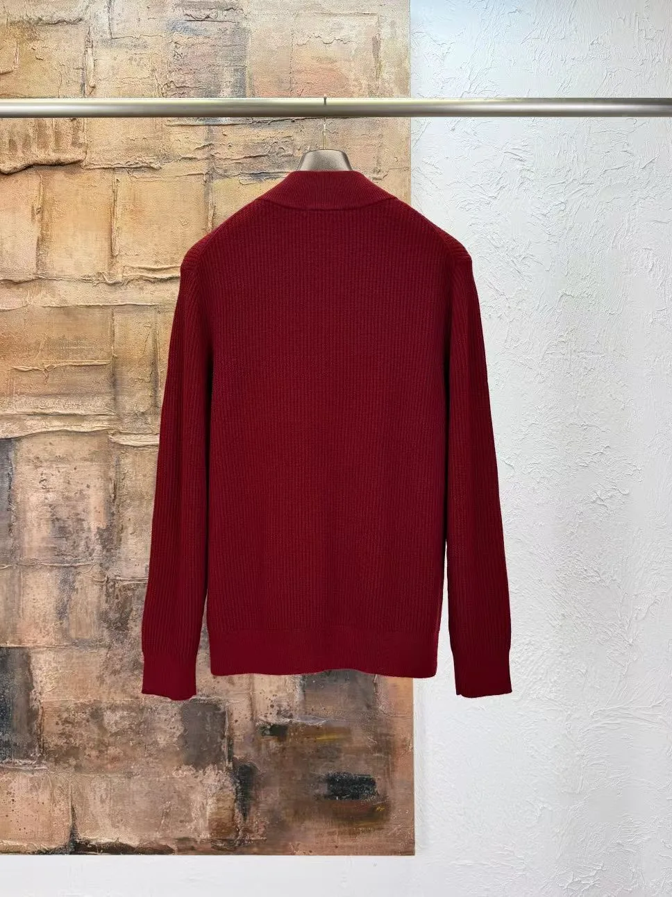 LP Ribbed-knit Wool Zip Up Sweater (Plumwood) — ビュー 2