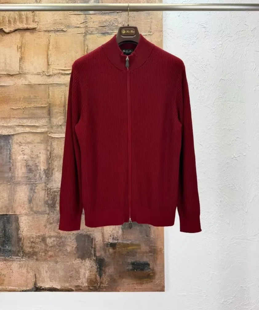 LP Ribbed-knit Wool Zip Up Sweater (Plumwood)