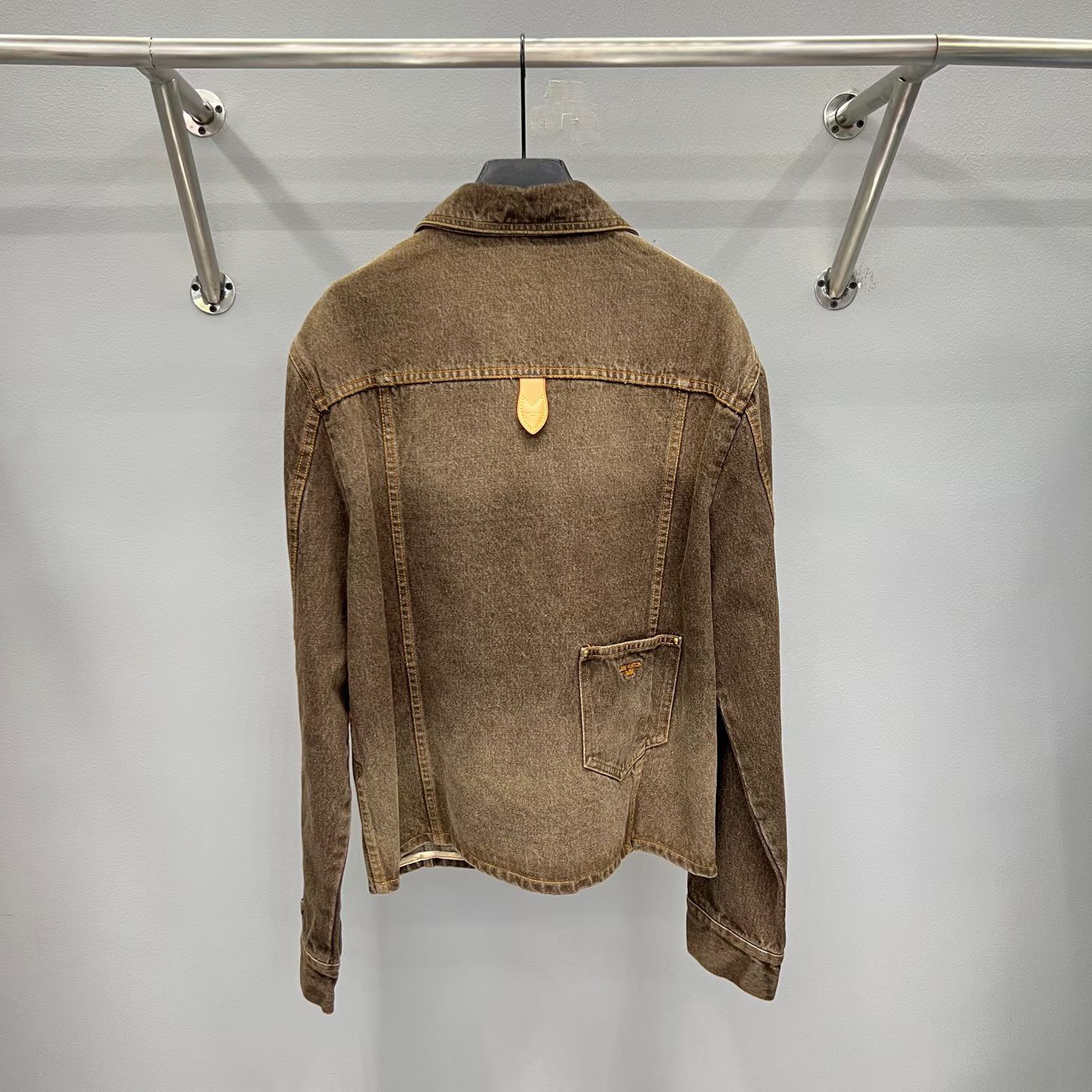 Coffee Indigo Denim Long-Sleeved Shirt — view 5