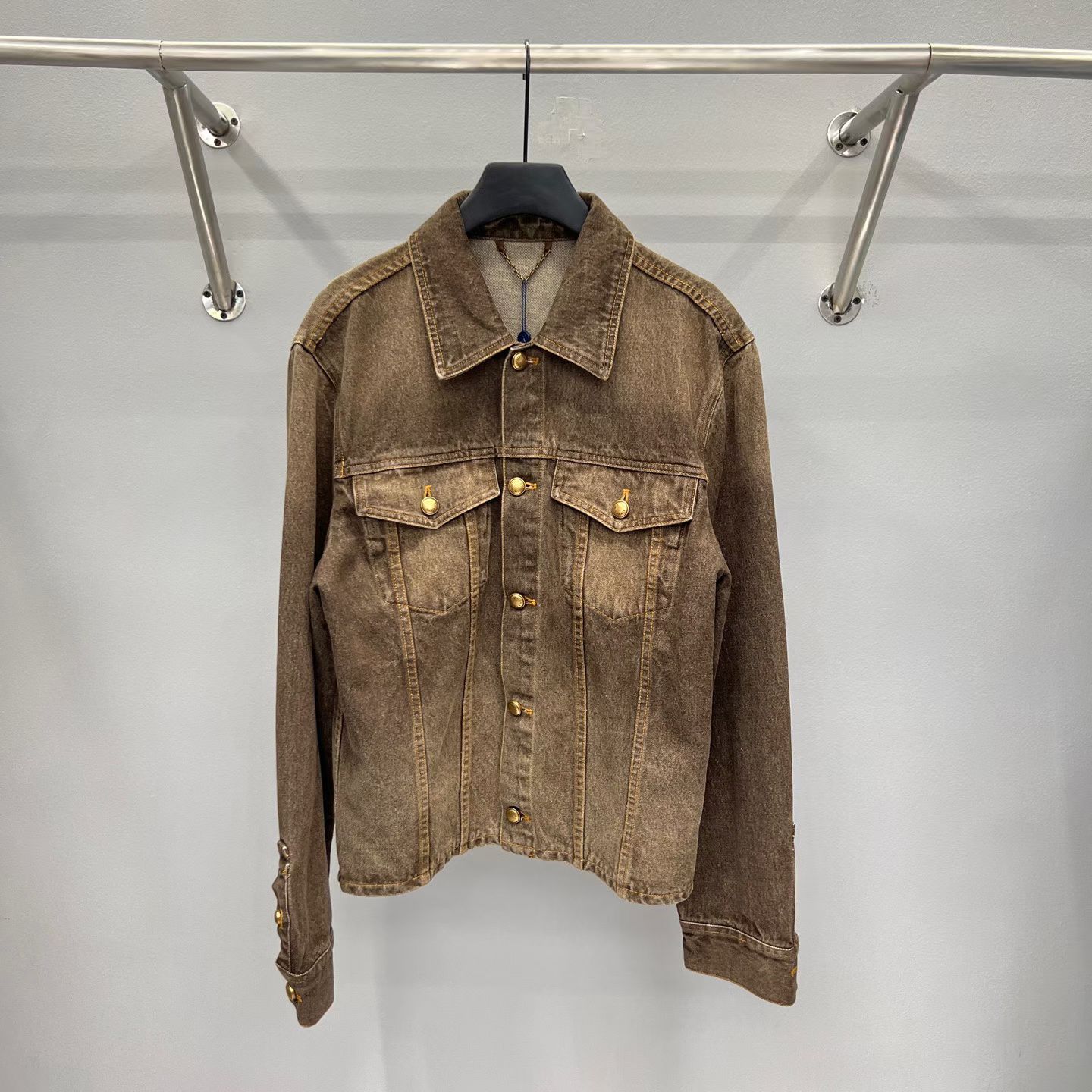 Coffee Indigo Denim Long-Sleeved Shirt