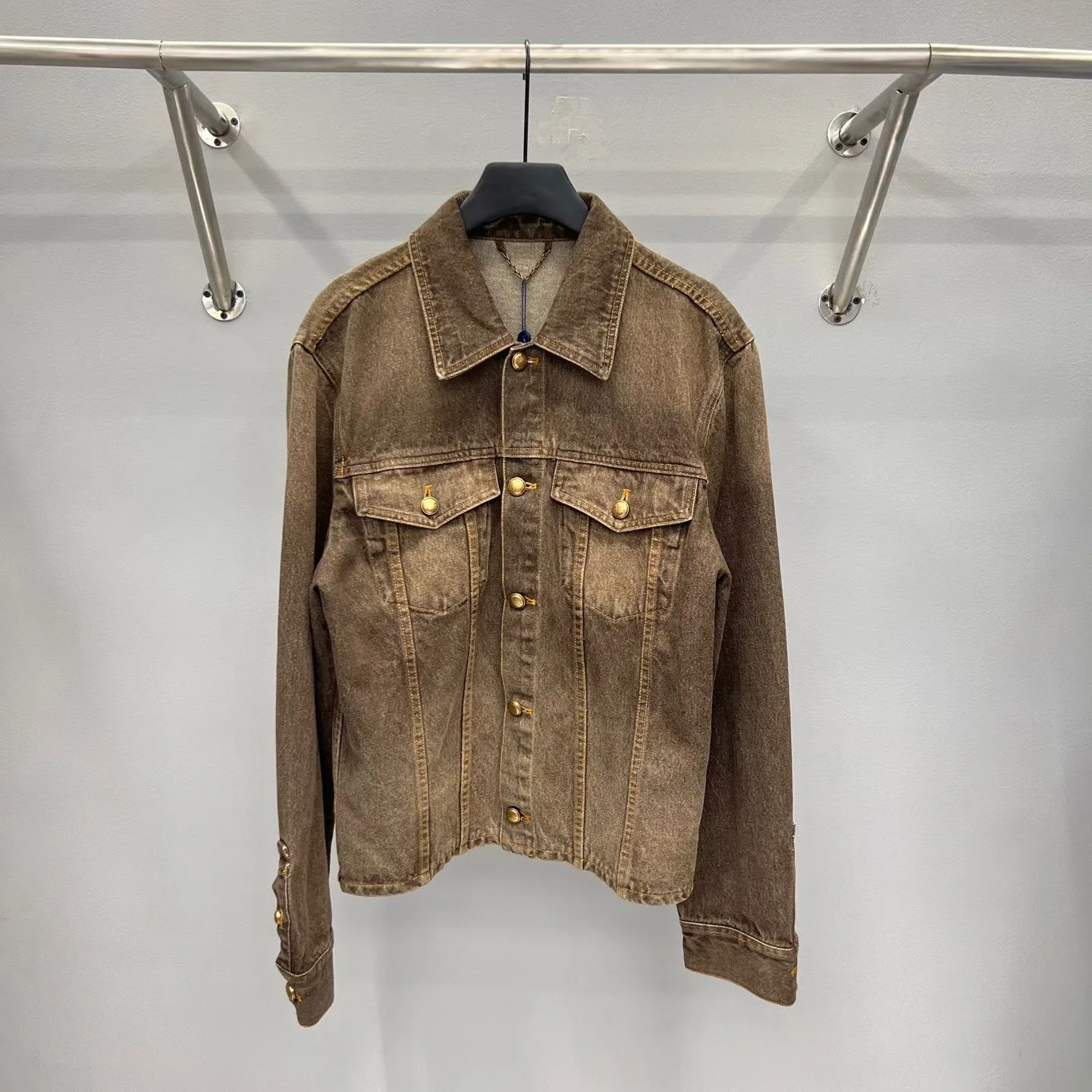 Coffee Indigo Denim Long-Sleeved Shirt