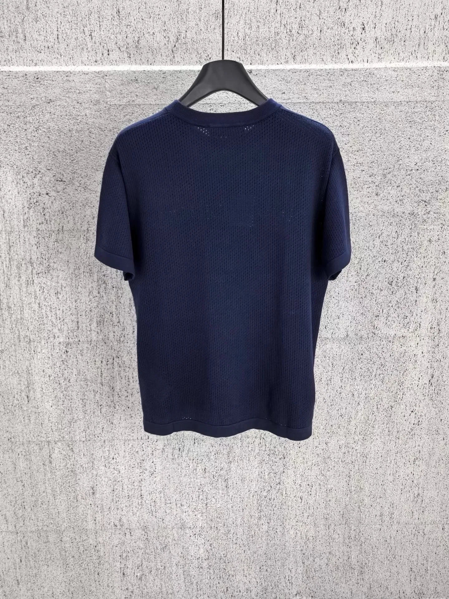 Cotton-Cashmere Short-Sleeved Crewneck (Deep Navy) — 보기 2