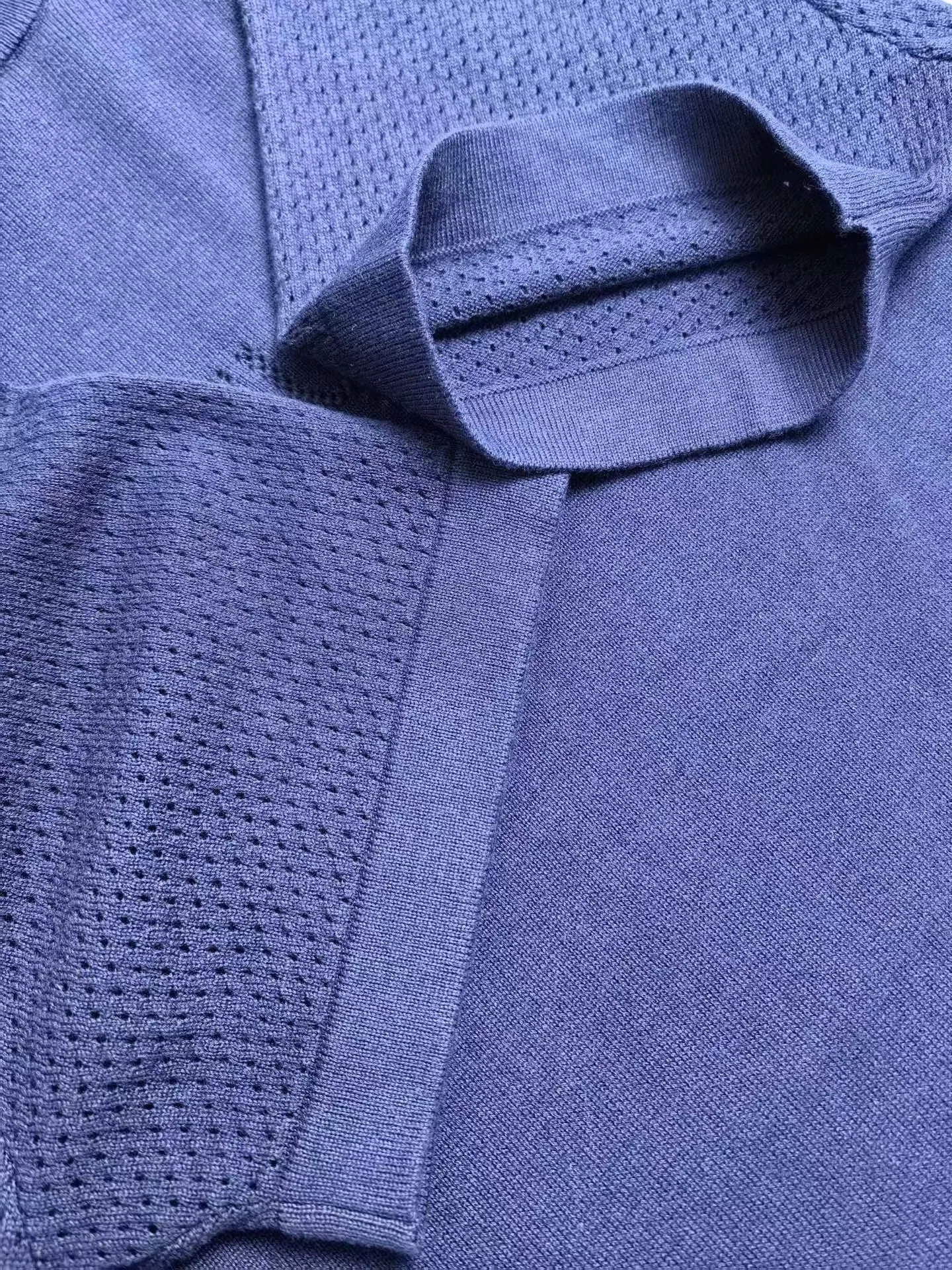 Cotton-Cashmere Short-Sleeved Crewneck (Deep Navy) — 보기 3
