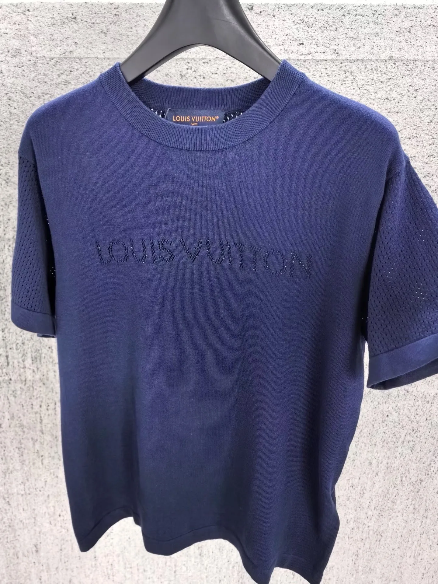 Cotton-Cashmere Short-Sleeved Crewneck (Deep Navy) — 보기 5
