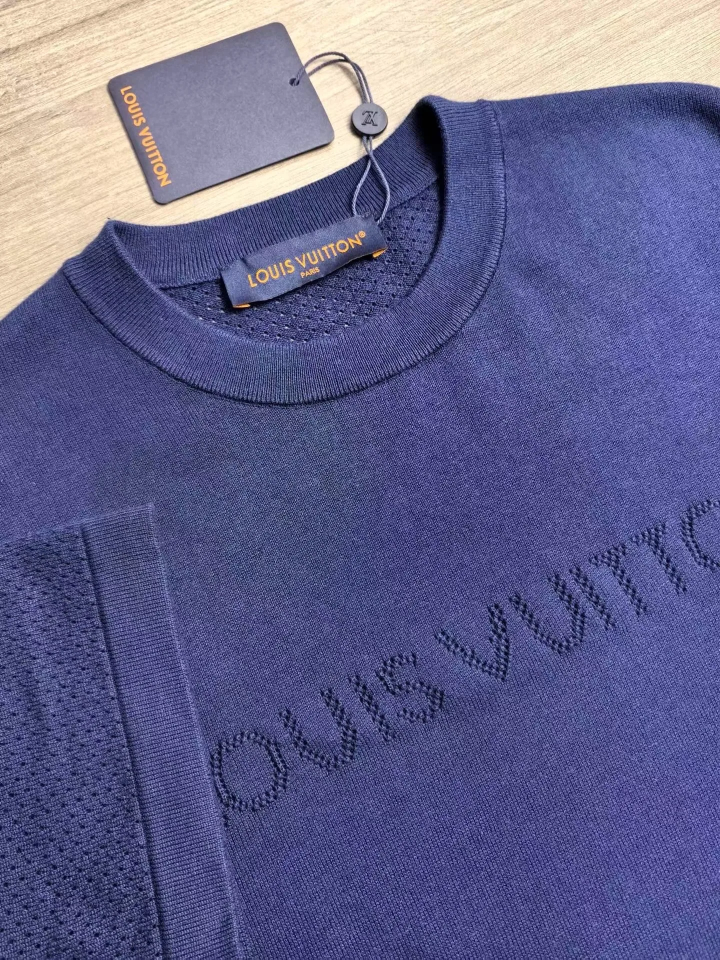 Cotton-Cashmere Short-Sleeved Crewneck (Deep Navy) — 보기 6