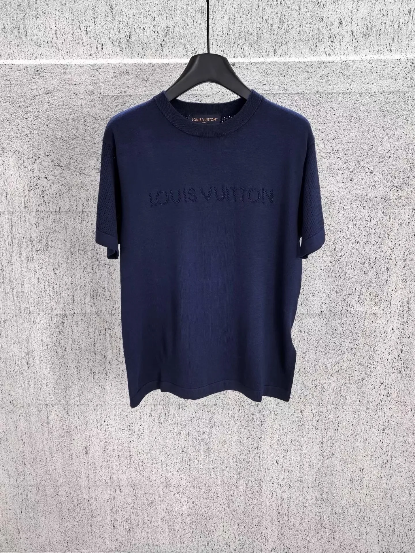 Cotton-Cashmere Short-Sleeved Crewneck (Deep Navy)