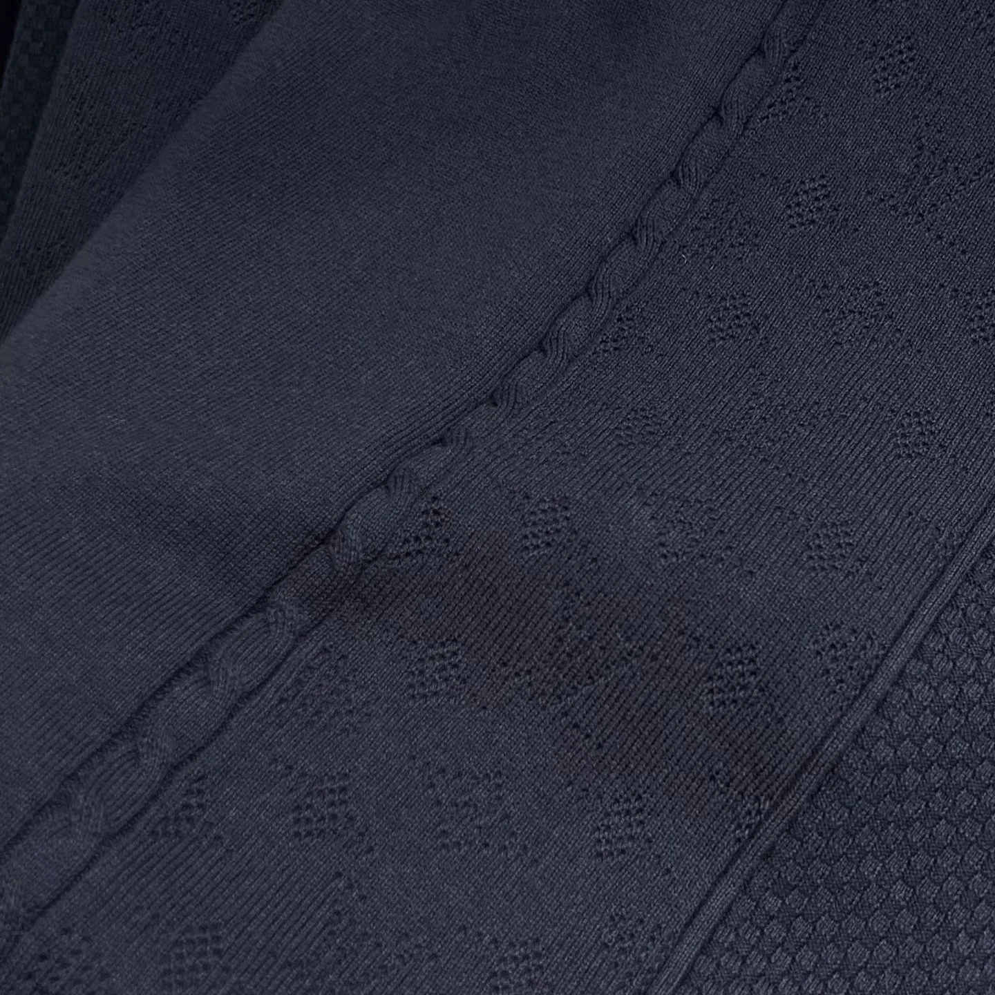 LV Cotton-Silk Pointelle Polo Shirt (Navy) — ビュー 3