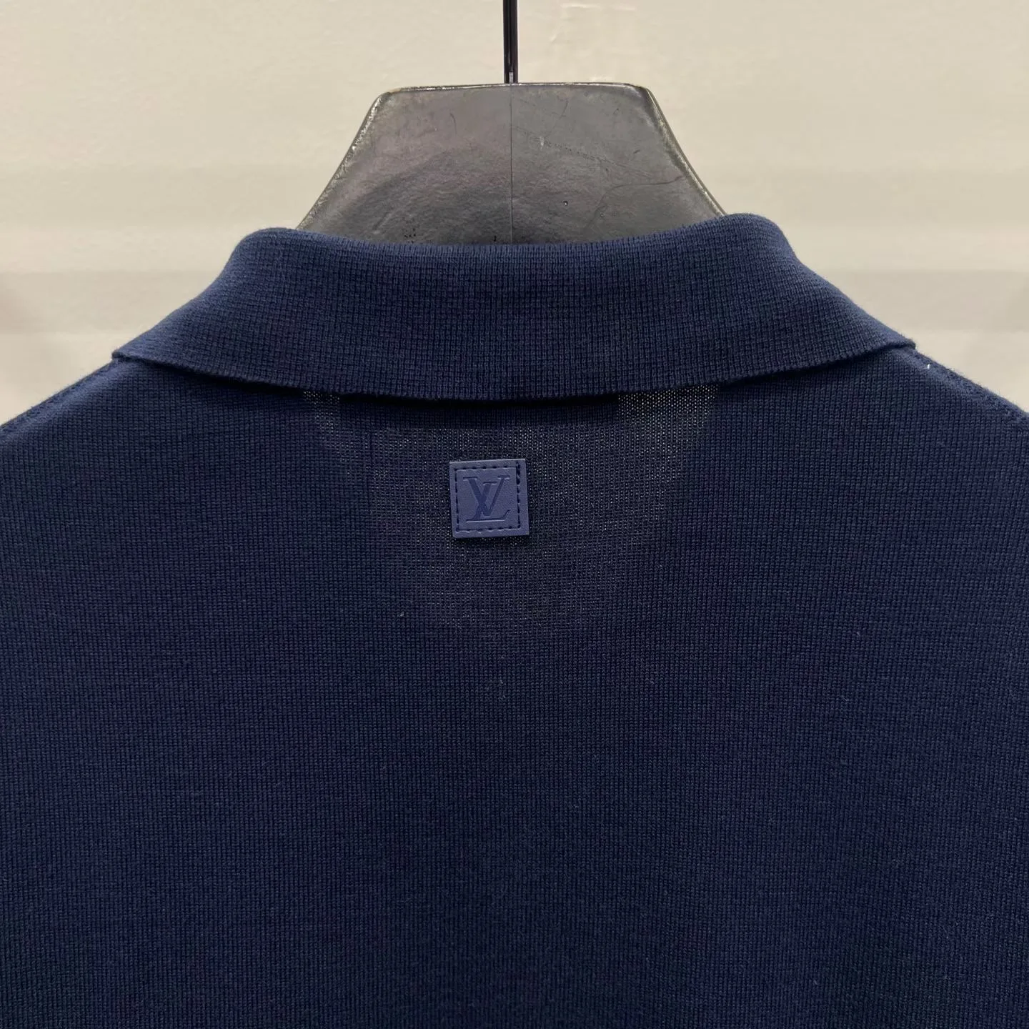 LV Cotton-Silk Pointelle Polo Shirt (Navy) — ビュー 5