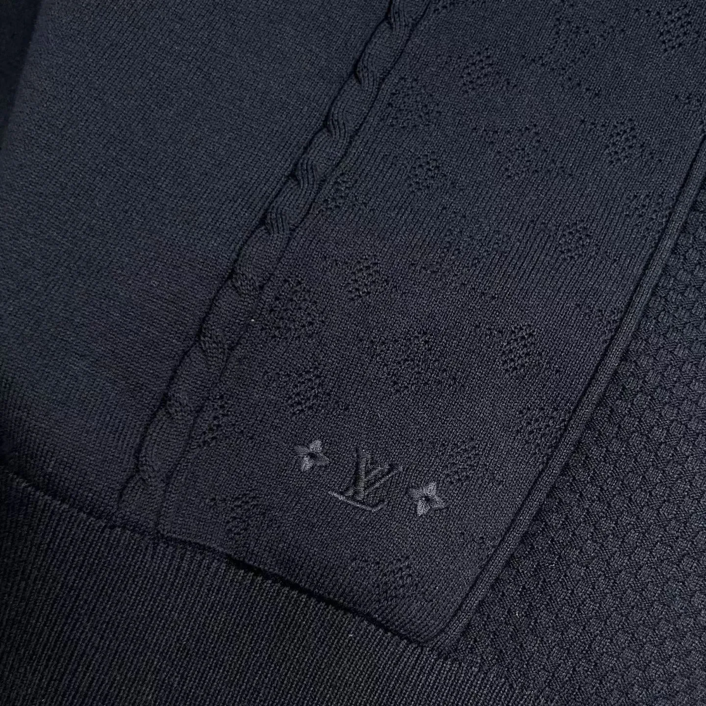 LV Cotton-Silk Pointelle Polo Shirt (Navy) — ビュー 6