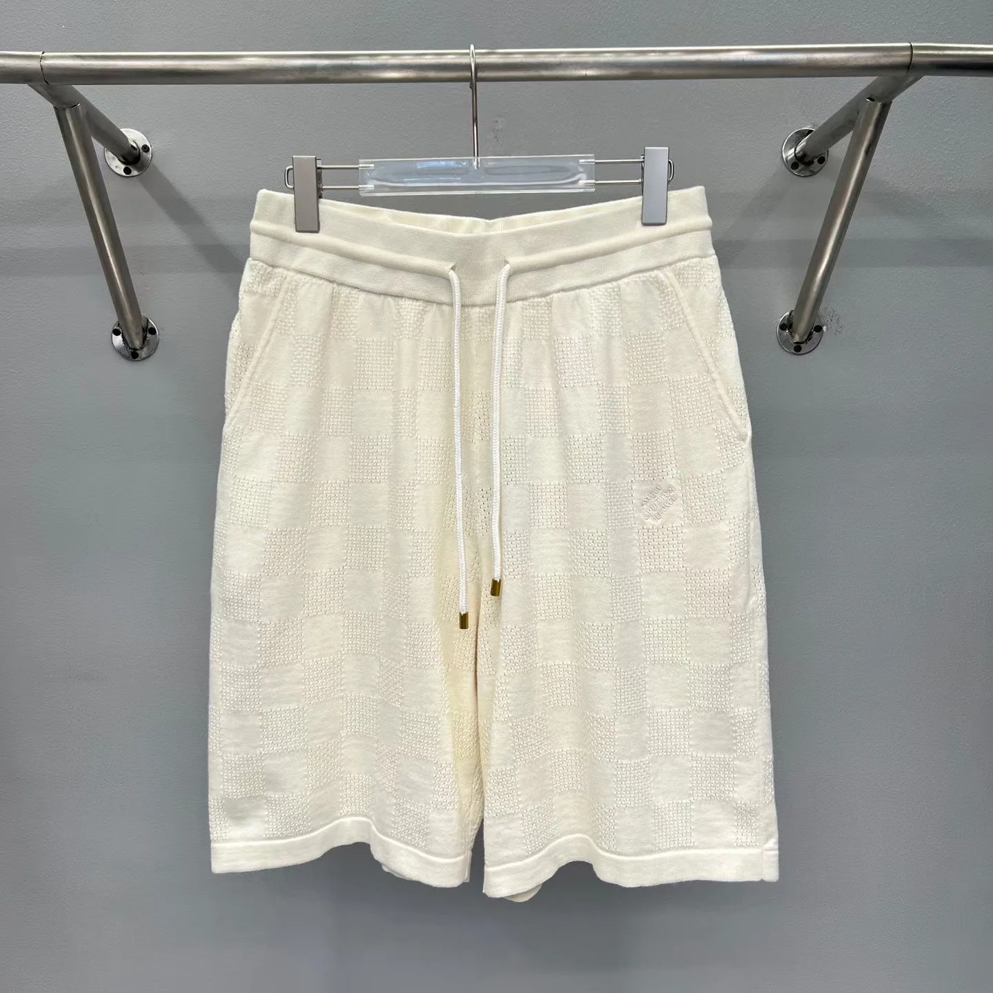 LV Damier French Terry Shorts (Pale Yellow)