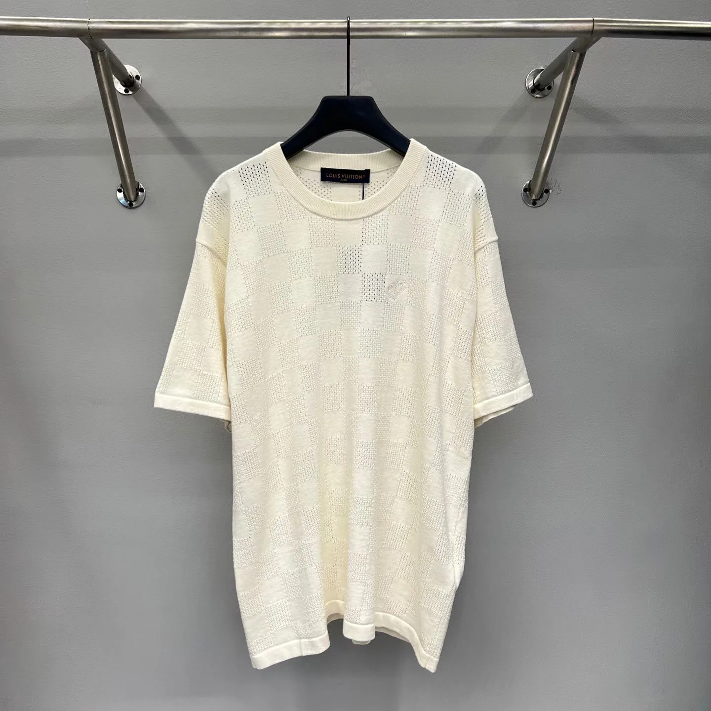 LV Damier French Terry T-Shirt (Pale Yellow)