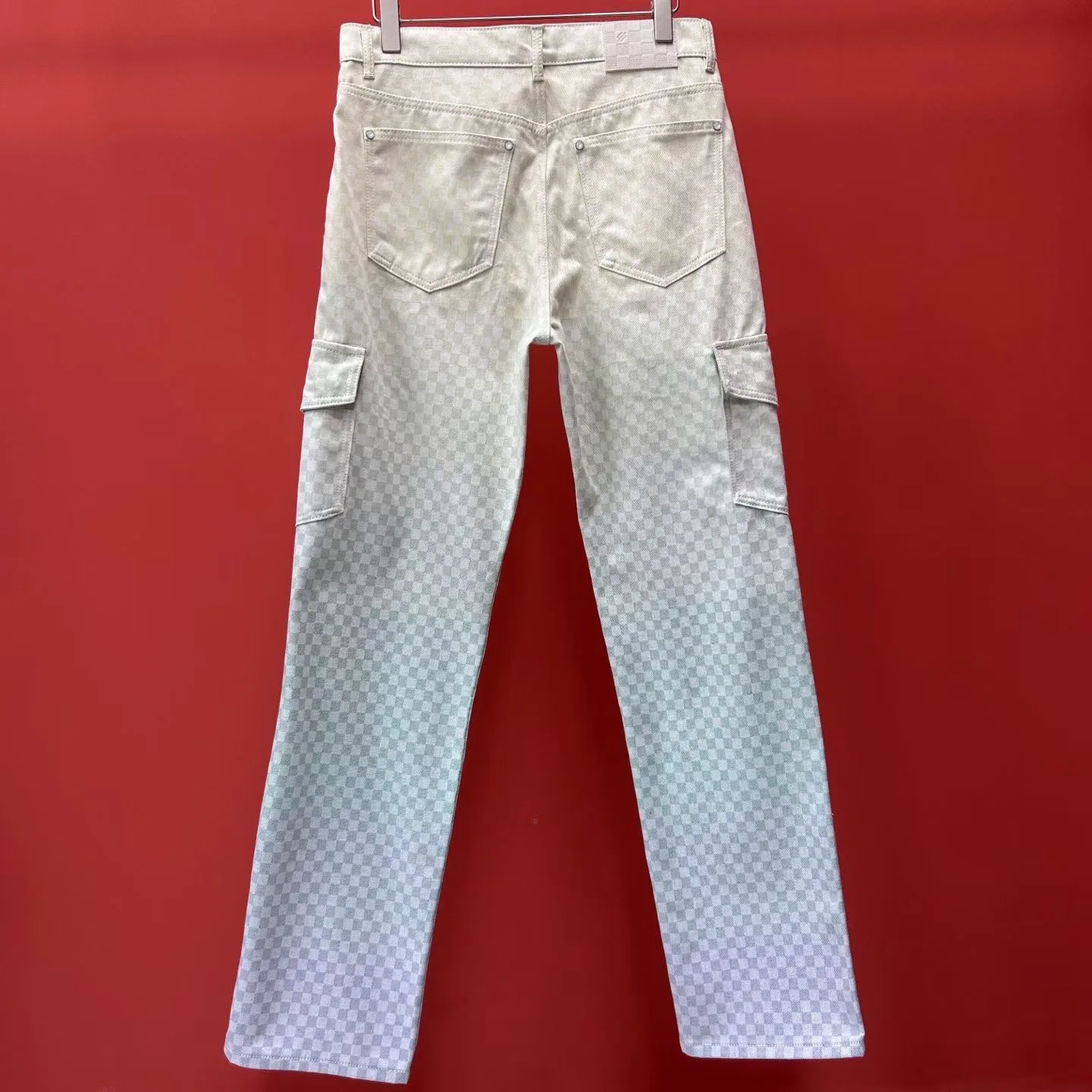 LV Damier Gradient Jacquard Denim Cargo Trousers (Mulitcoloured)
