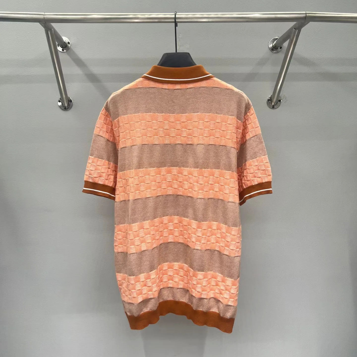 Damier Striped Polo Shirt (Roasted Pecan) — ビュー 5