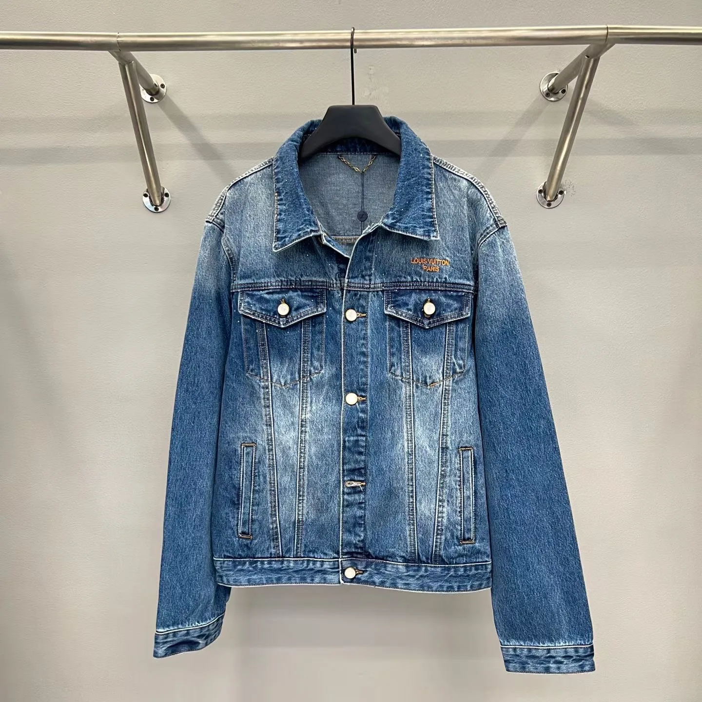 LV Embellished Trucker Jacket (Indigo)