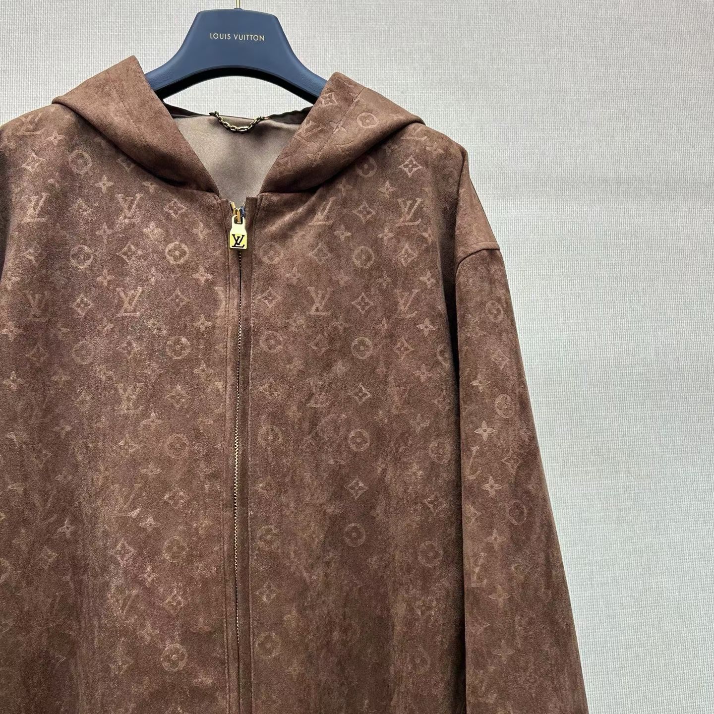 Monogram Embossed Suede Hoodie — view 3