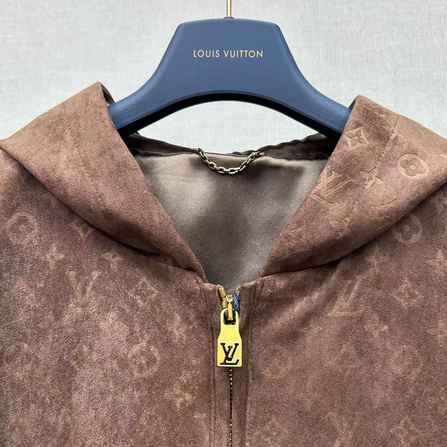 Monogram Embossed Suede Hoodie — view 4