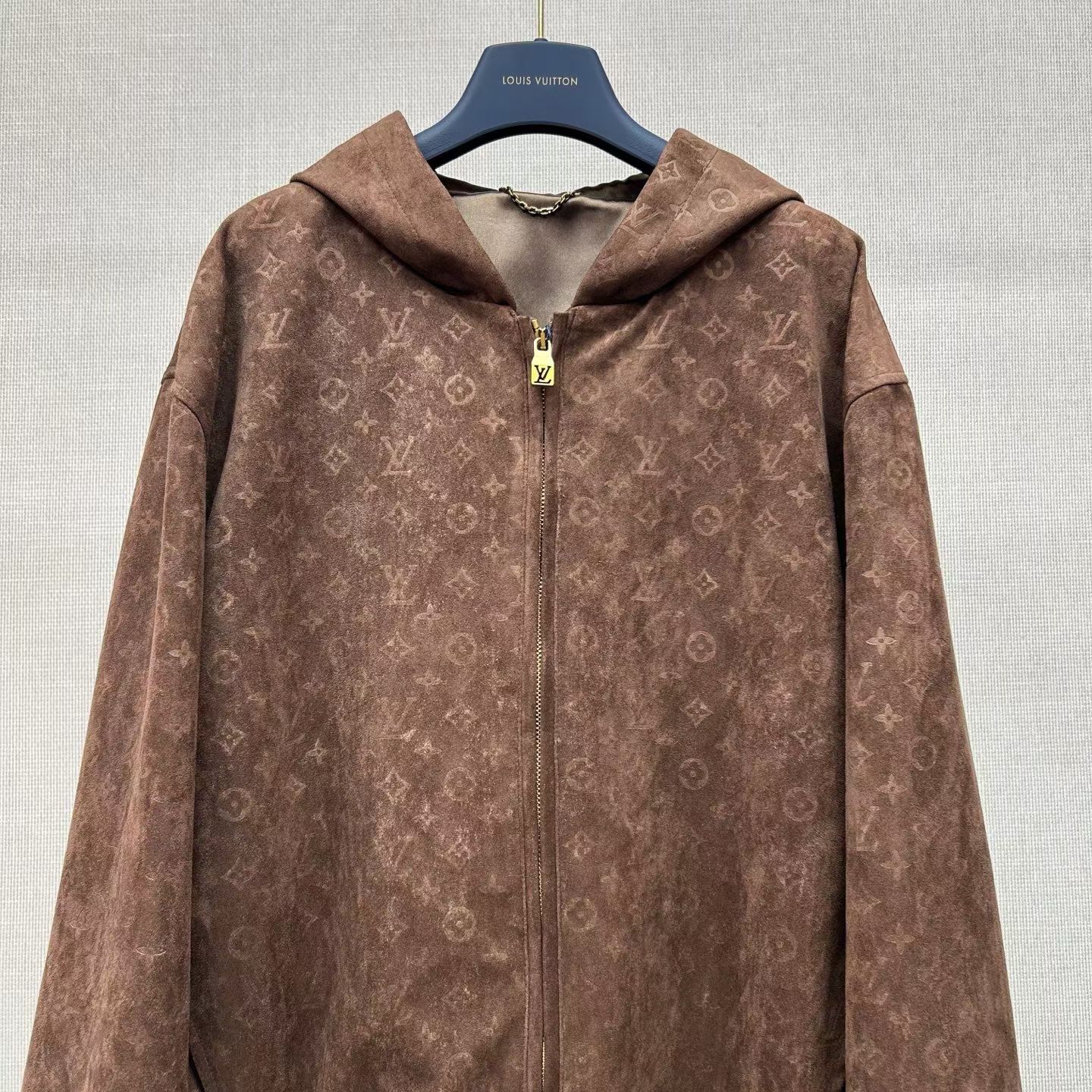 Monogram Embossed Suede Hoodie