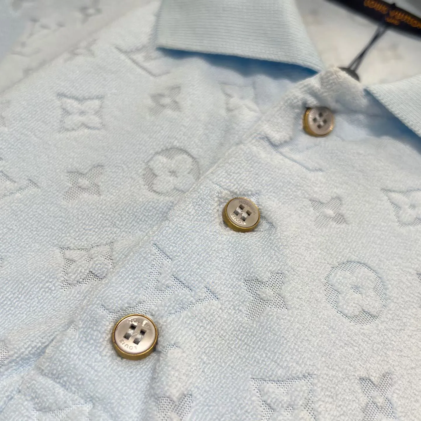 LV Monogram French Terry Polo Shirt (Pale Blue) — 보기 2