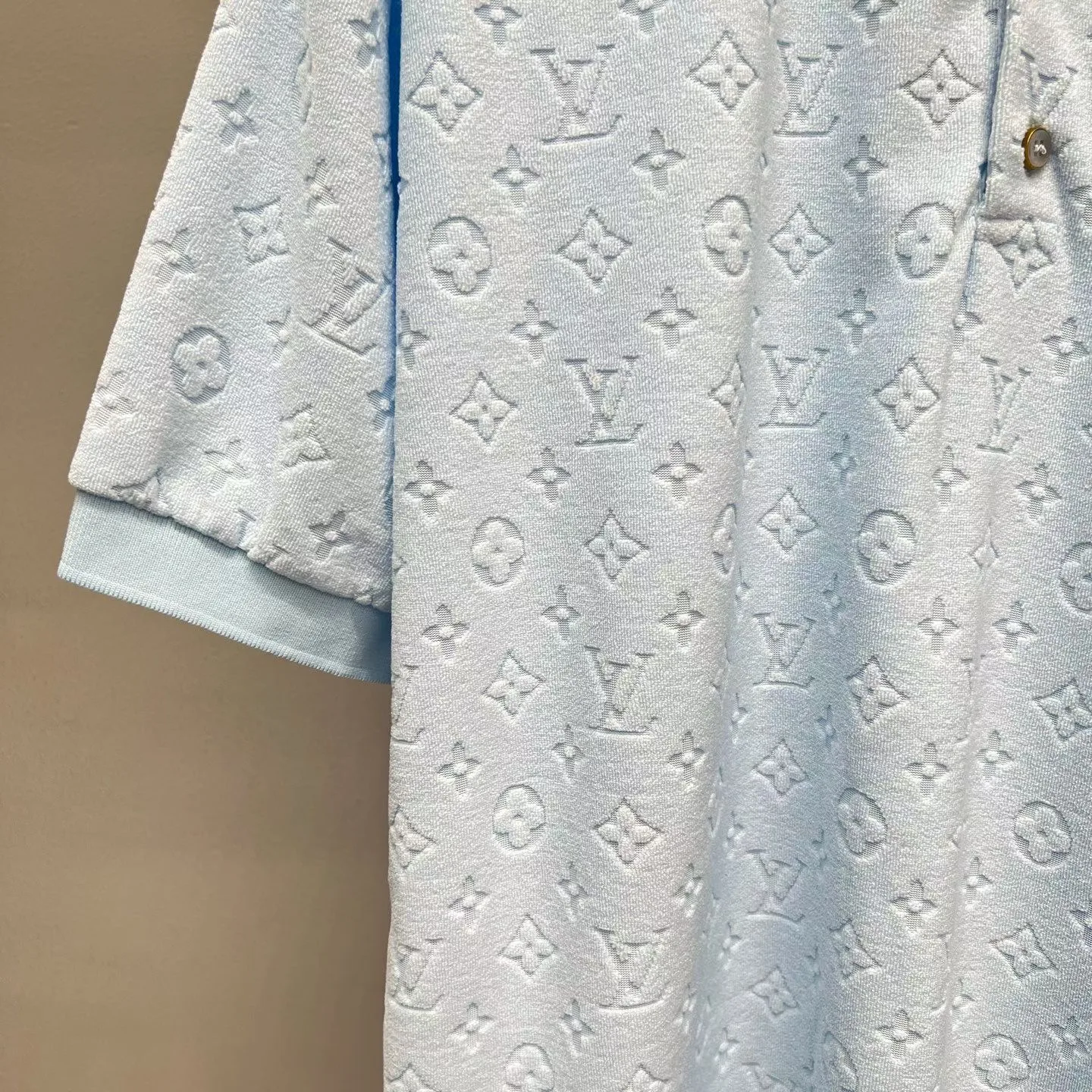 LV Monogram French Terry Polo Shirt (Pale Blue) — 보기 3