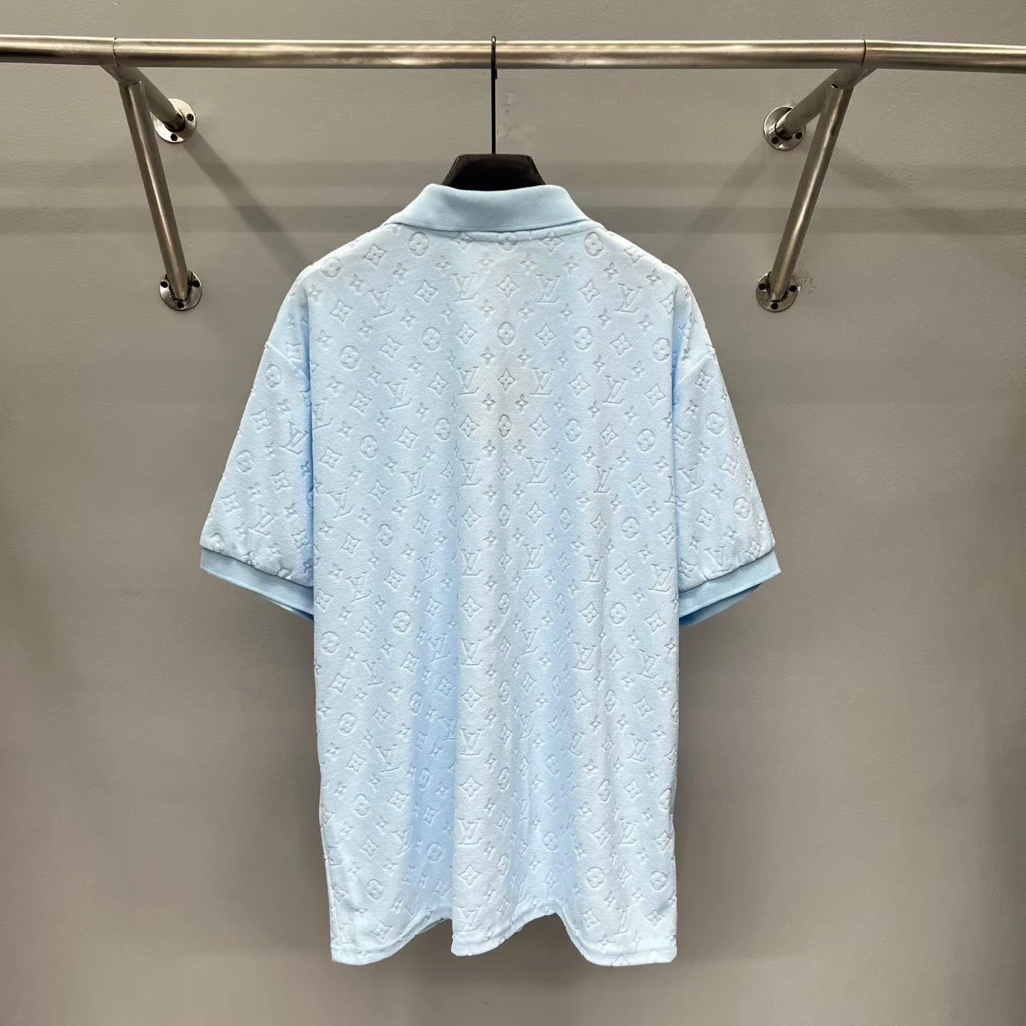 LV Monogram French Terry Polo Shirt (Pale Blue) — 보기 4