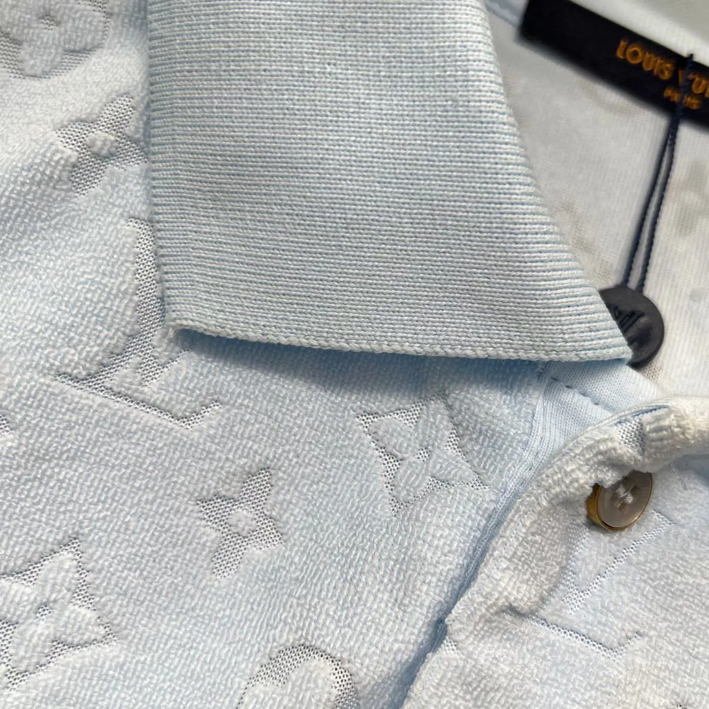 LV Monogram French Terry Polo Shirt (Pale Blue) — 보기 6