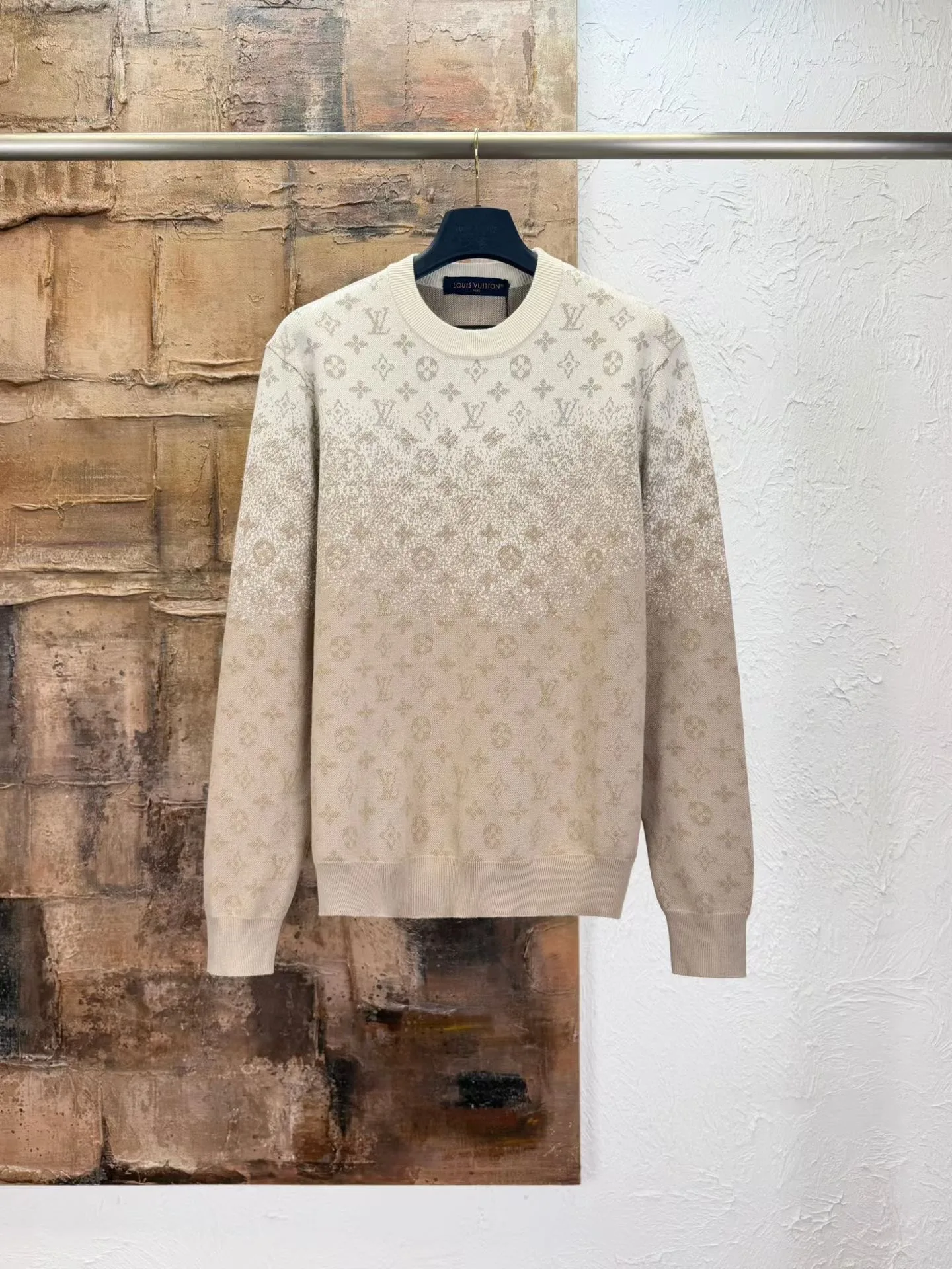 LV Monogram Long-Sleeved Crewneck (Beige)