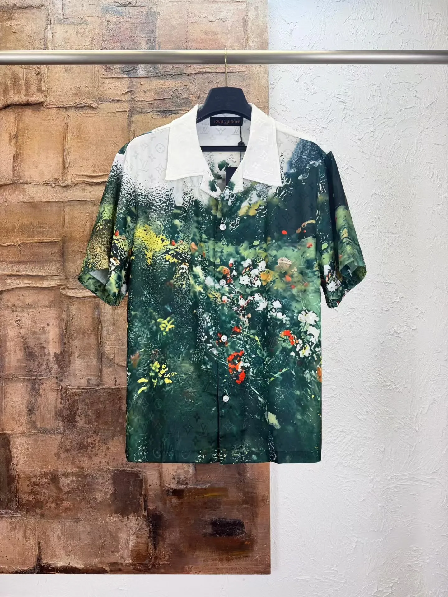 Monogram Silk Short-Sleeved Shirt