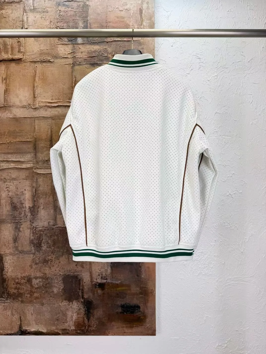 Perforated Leather Tracktop — view 3