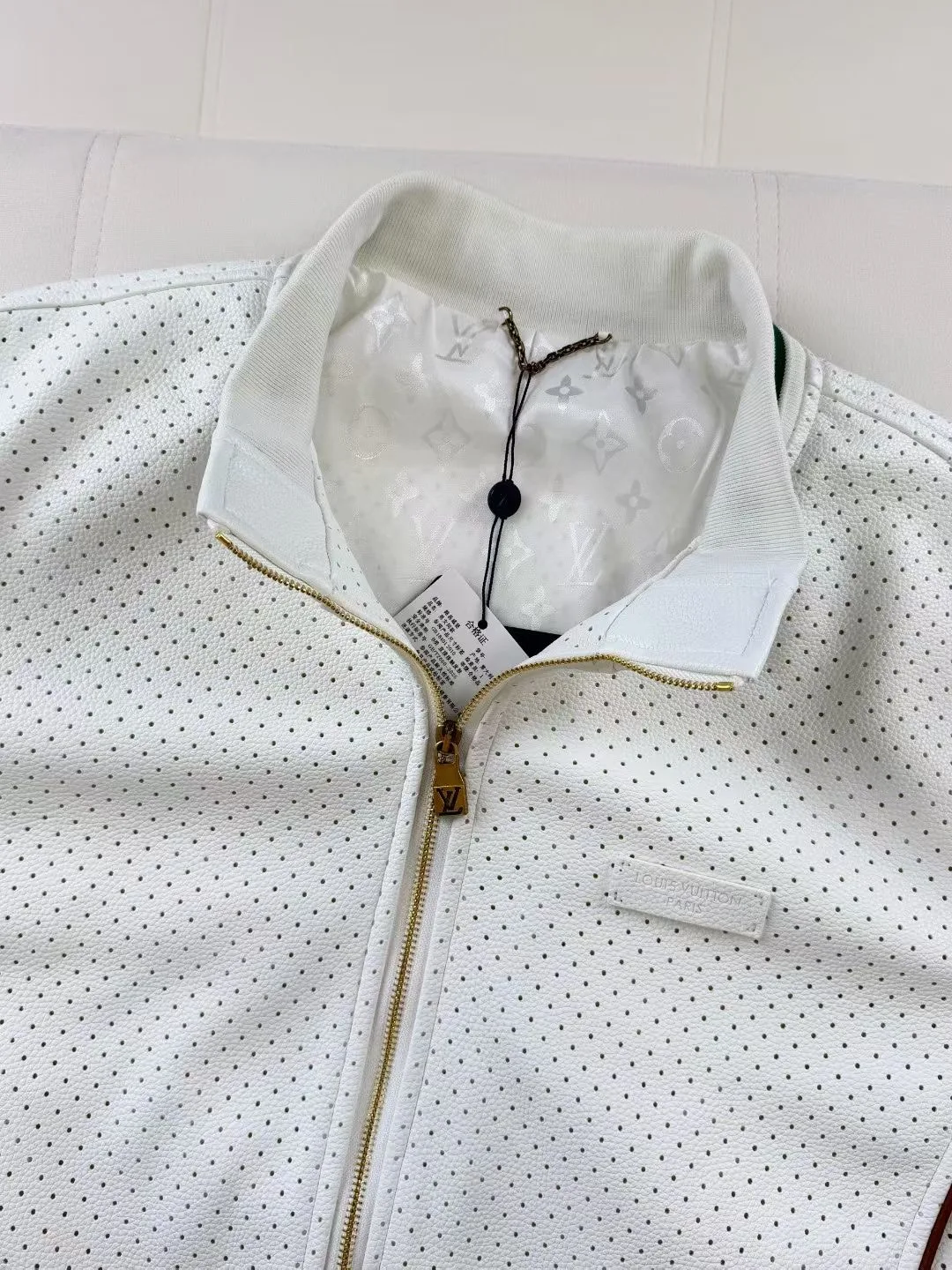 Perforated Leather Tracktop — view 4