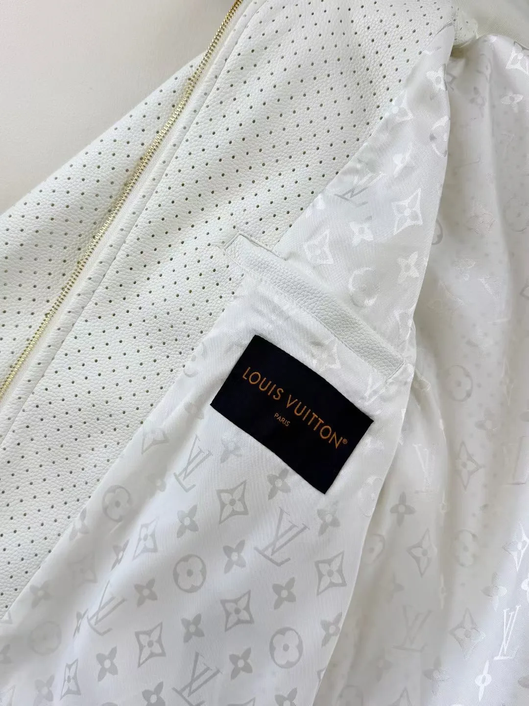 Perforated Leather Tracktop — view 6