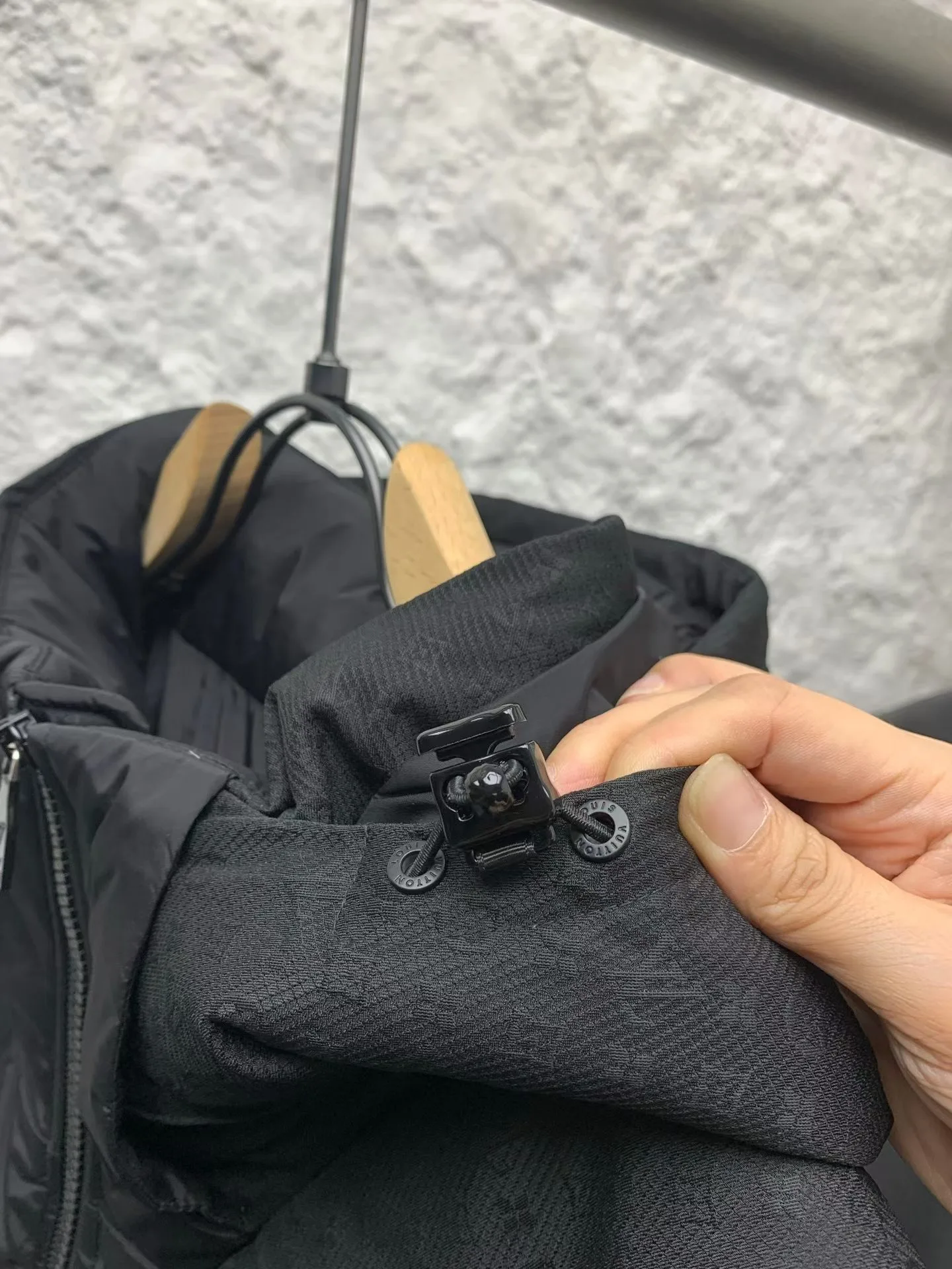 LV Placed Monogram Down Blouson (Black) — view 2