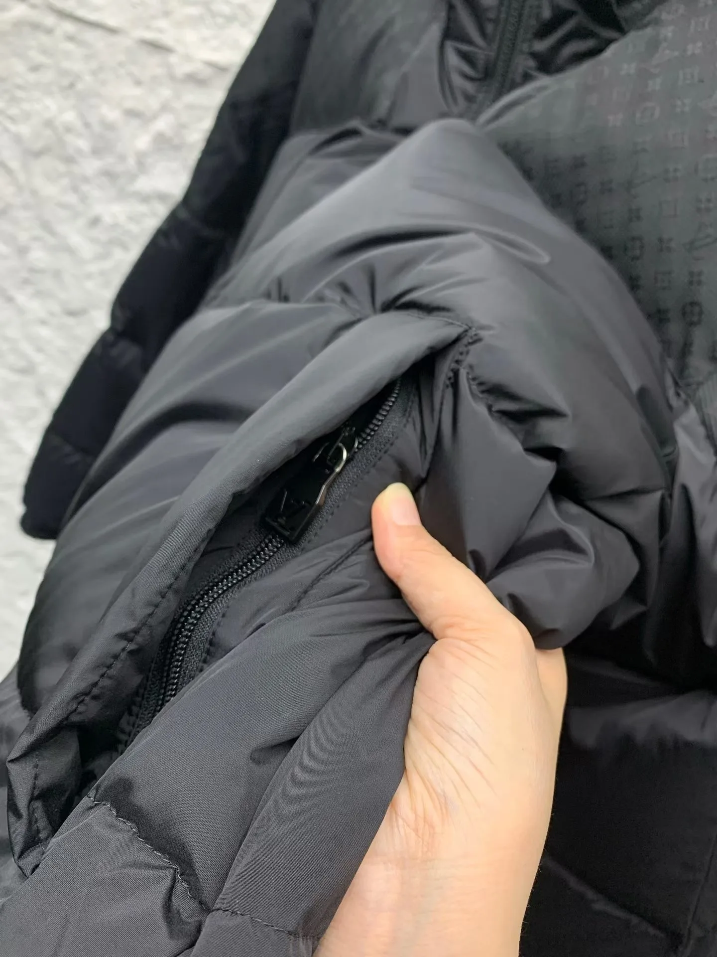 LV Placed Monogram Down Blouson (Black) — view 3