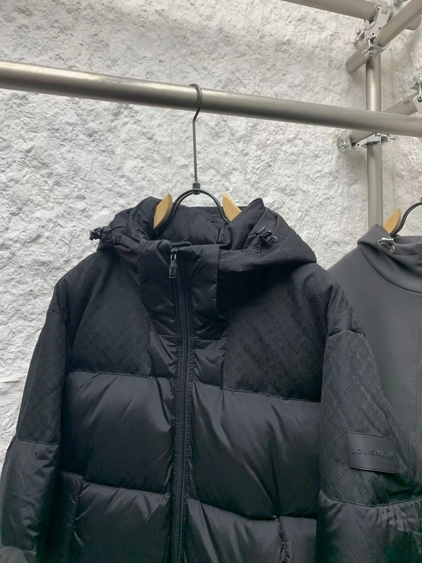LV Placed Monogram Down Blouson (Black) — view 4