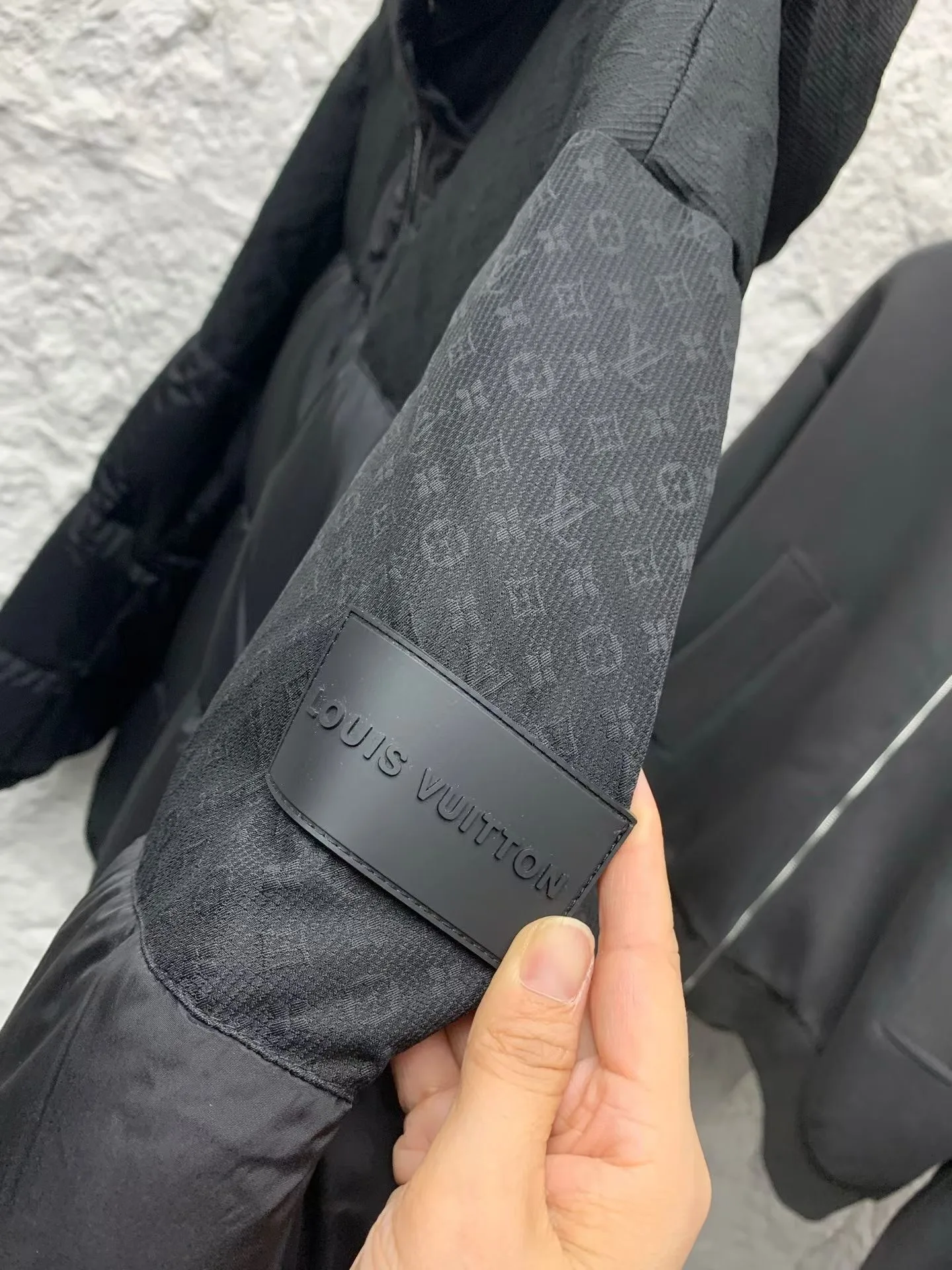 LV Placed Monogram Down Blouson (Black) — view 5