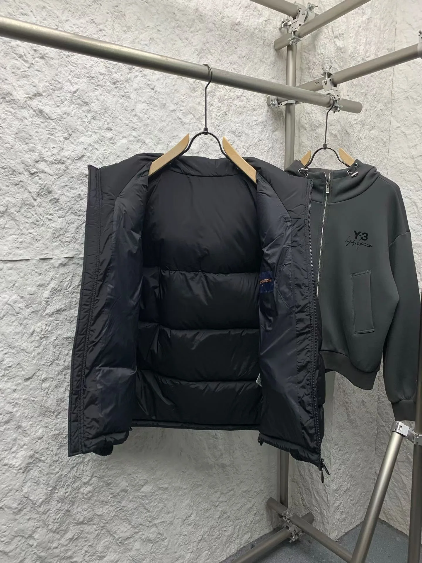 LV Placed Monogram Down Blouson (Black) — view 6