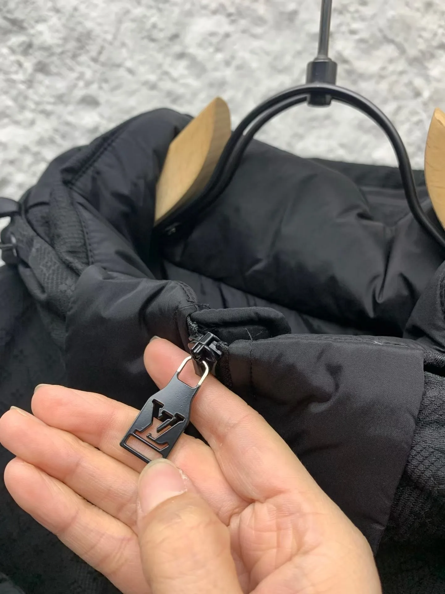LV Placed Monogram Down Blouson (Black) — view 7