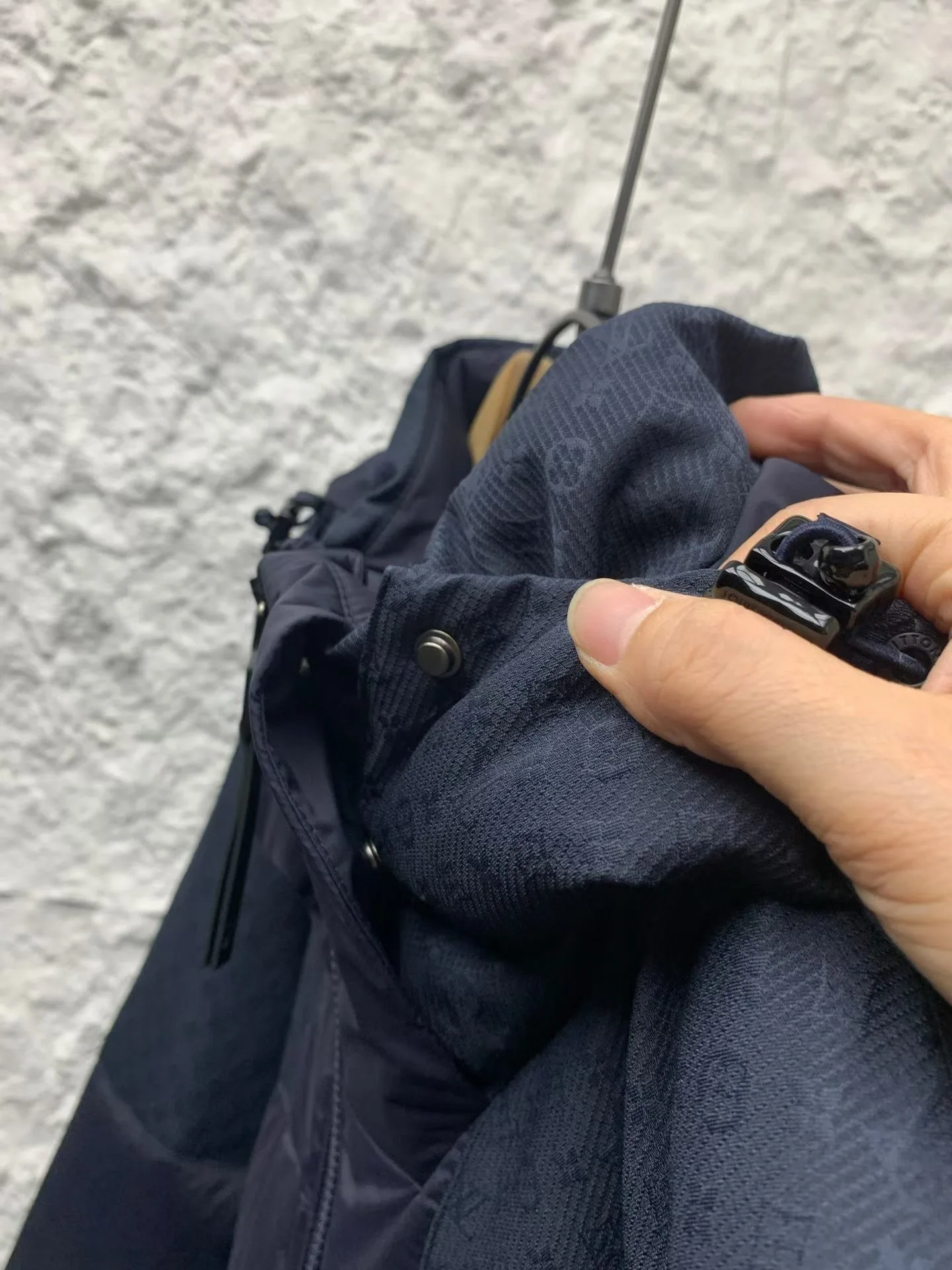 LV Placed Monogram Down Blouson (Blue) — view 3